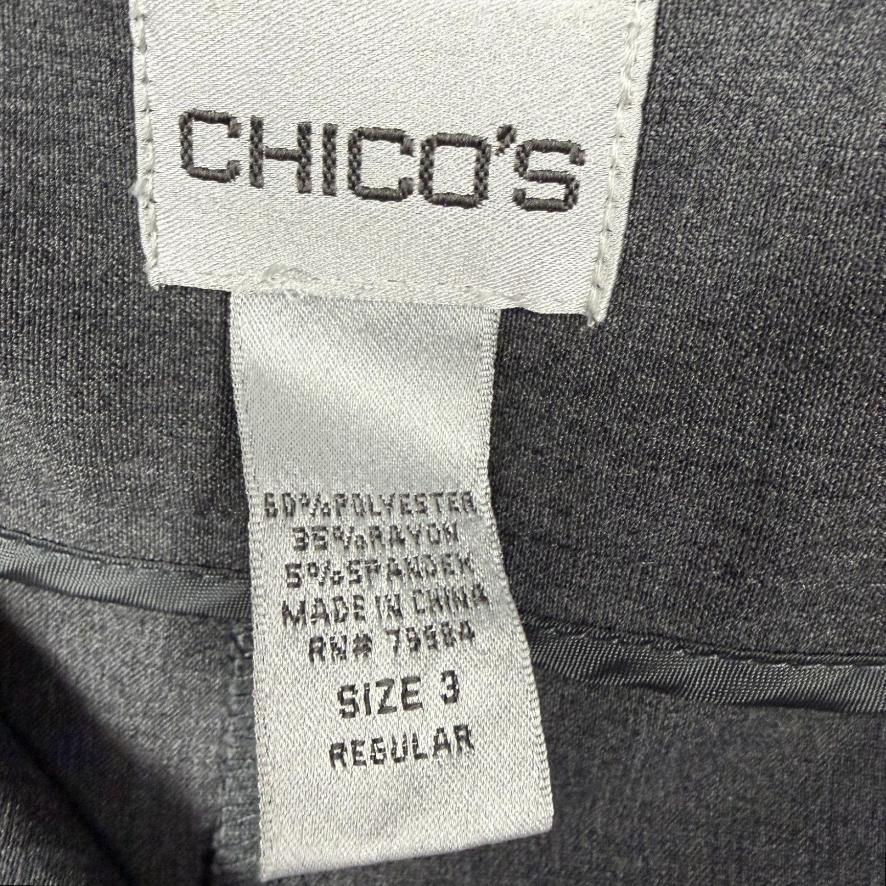 Vintage Chico's Dress Pants Womens 3 Gray Straight Leg Twill Stretch Office Career Chic Size 26" / US 2 / IT 38 - 7 Thumbnail