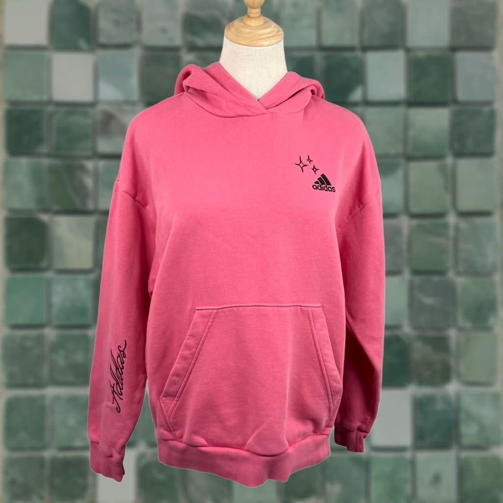 Adidas Adidas Pink Fleece Hoodie Pullover Sporty Heart Embroidery Small Size S / US 4 / IT 40 - 1 Thumbnail