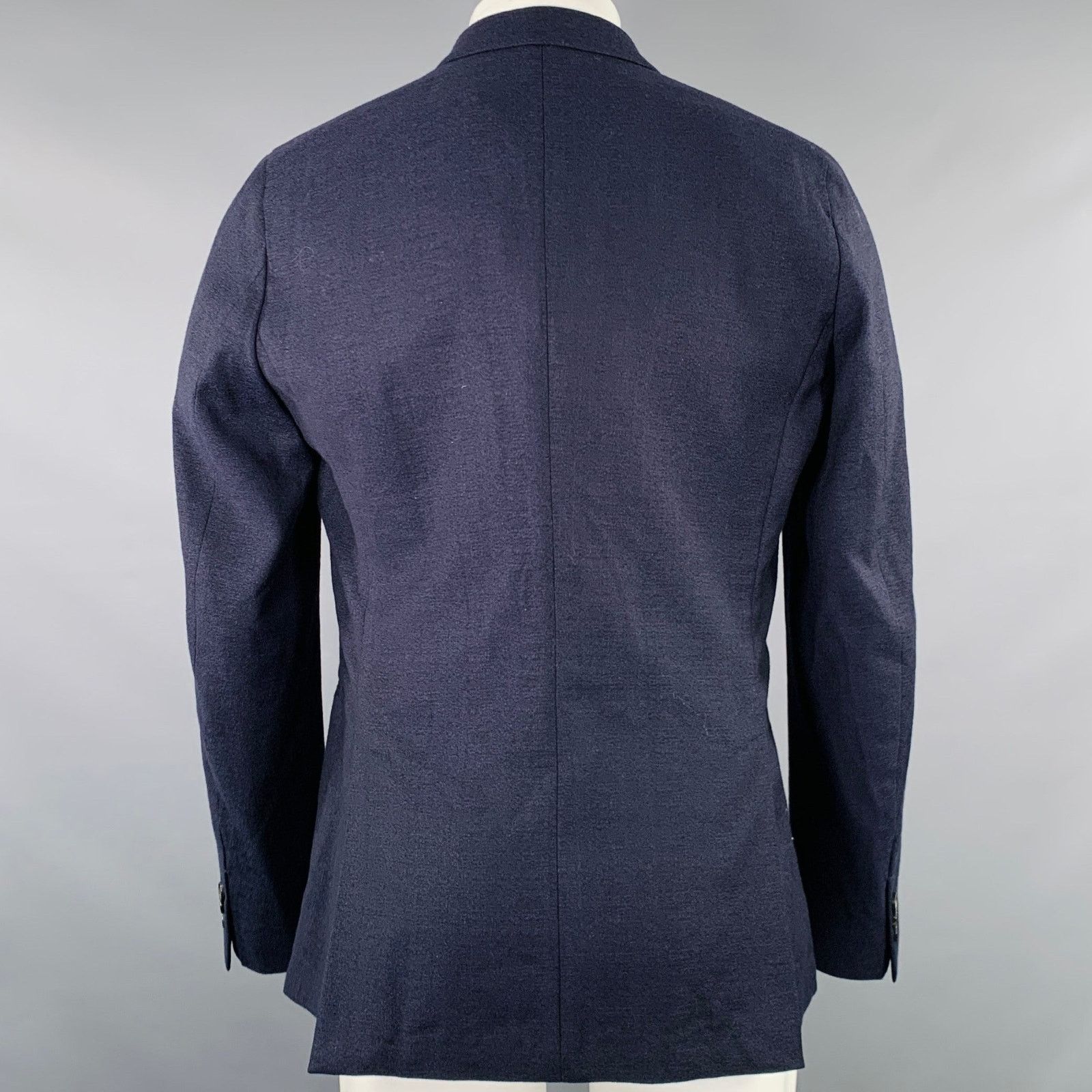 Paul Smith PAUL SMITH Size 40 Navy Wool Linen Peak Lapel Sport Coat Size 40R - 4 Thumbnail