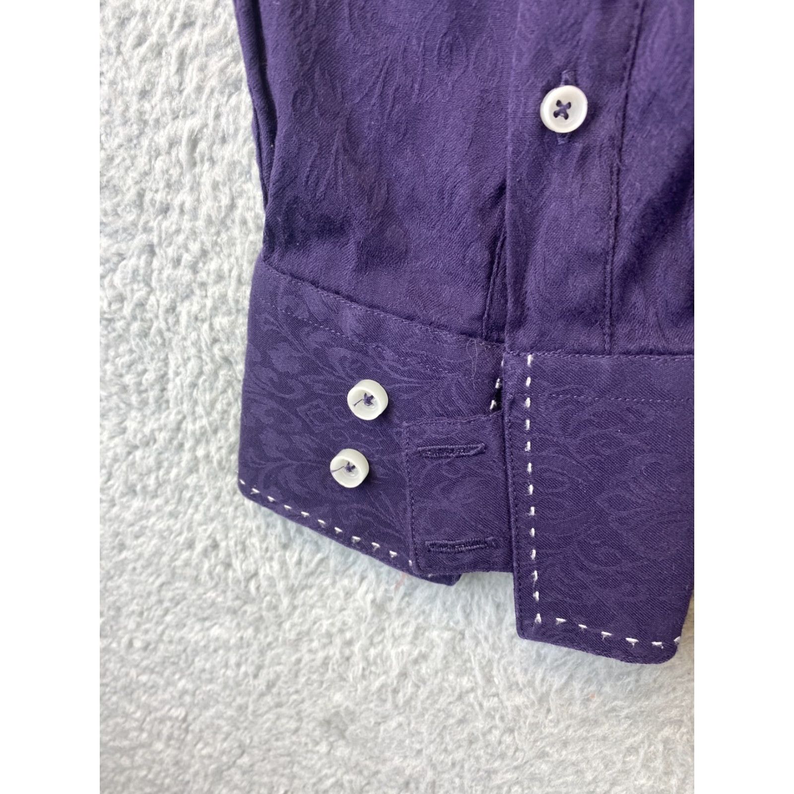 Vintage VINTAGE Zagiri Purple Dress Shirt XL Long Sleeve Solid Button-Up Mens Size 46R - 3 Thumbnail