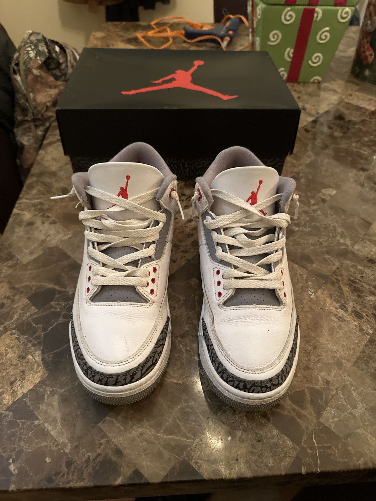 image of Jordan Nike Jordan 3’S Fire Red Shoes in White, Men's (Size 9)