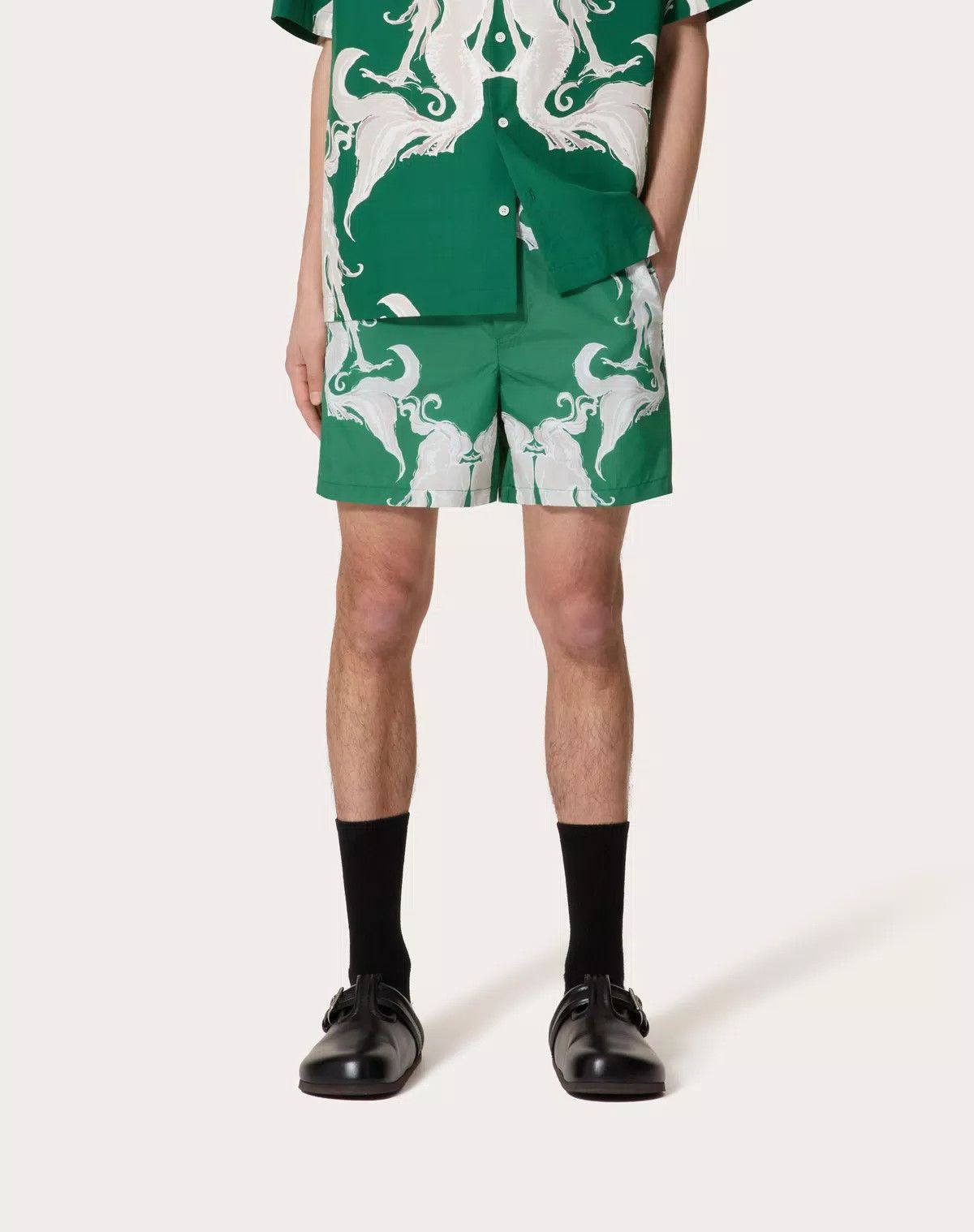 Valentino oc11z0725 Metamorphos Siren Print Swimsuit in Green/White Size US 34 / EU 50 - 3 Thumbnail