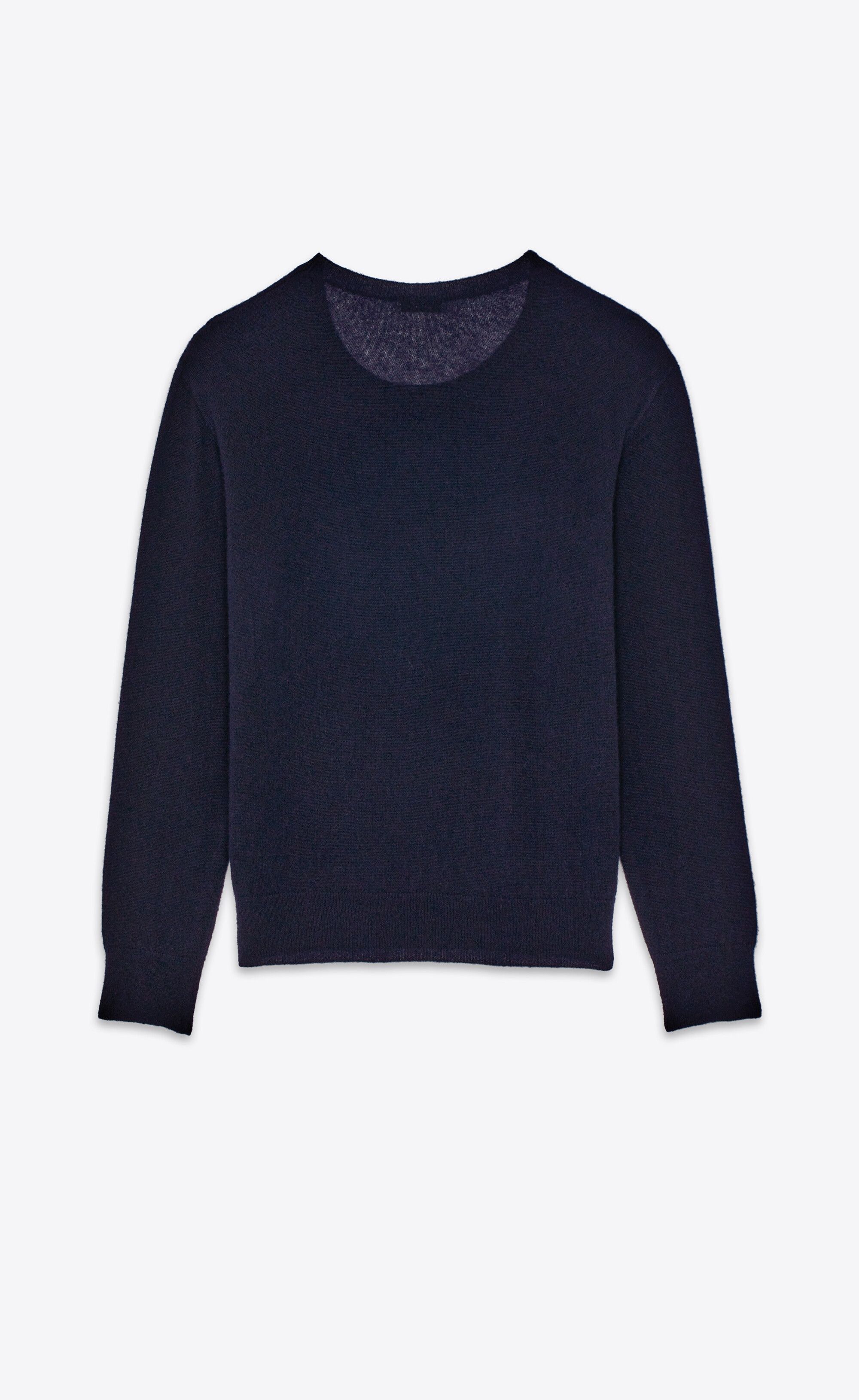 Saint Laurent Paris oc11z1225 780075 Sweater in Cashmere And Silk in Blue Size US L / EU 52-54 / 3 - 2 Thumbnail