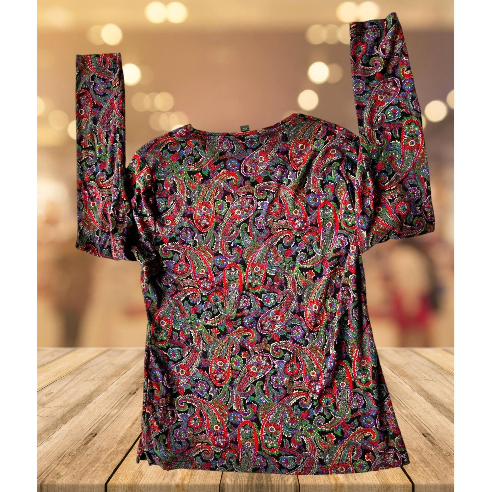 Lauren Ralph Lauren × Vintage VTG Lauren Ralph Lauren Long Sleeve Top XL Pullover Paisley Size XL / US 12-14 / IT 48-50 - 6 Thumbnail
