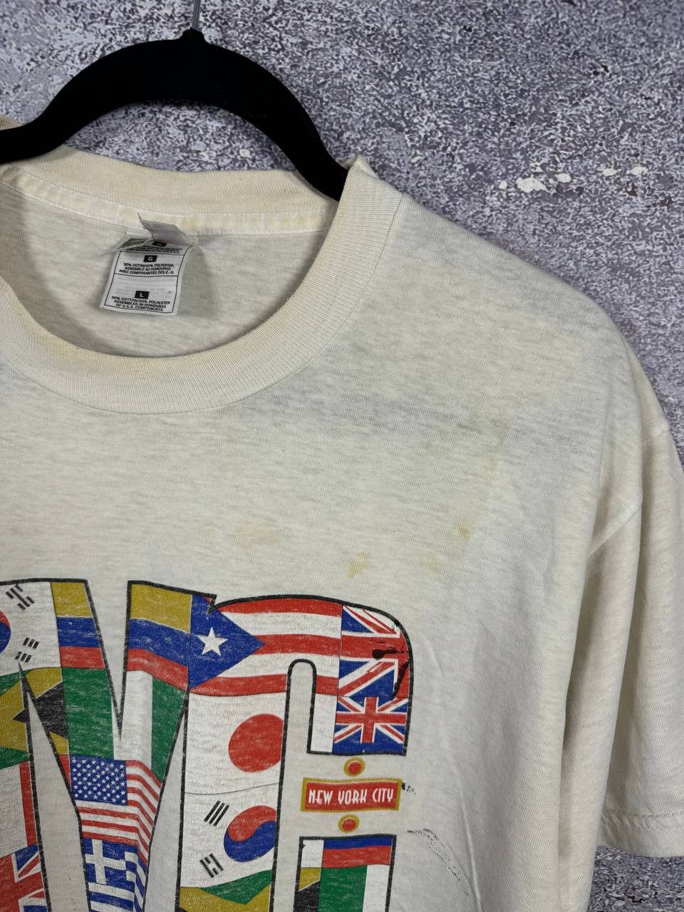 Fruit Of The Loom × Vintage Vintage 90's NYC White Flag Graphic T-Shirt Large Souvenir Size US L / EU 52-54 / 3 - 7 Thumbnail