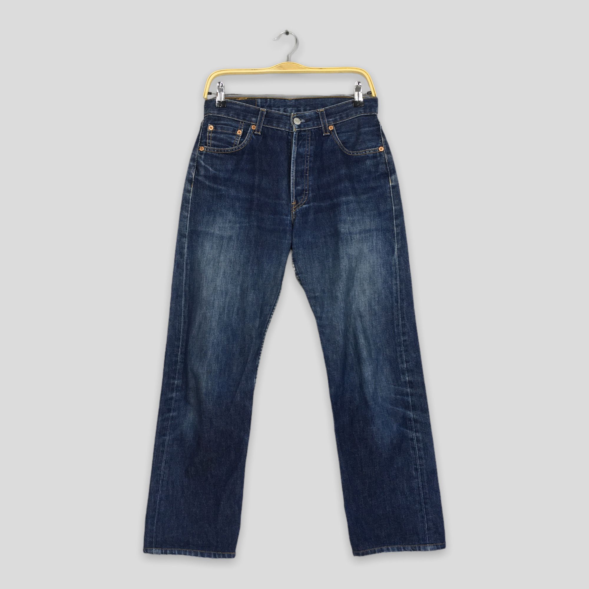Levi's Size 29x26.5 Vintage 90s Levi's 501 Faded Blue Jeans S740 Size US 29 - 1 Thumbnail