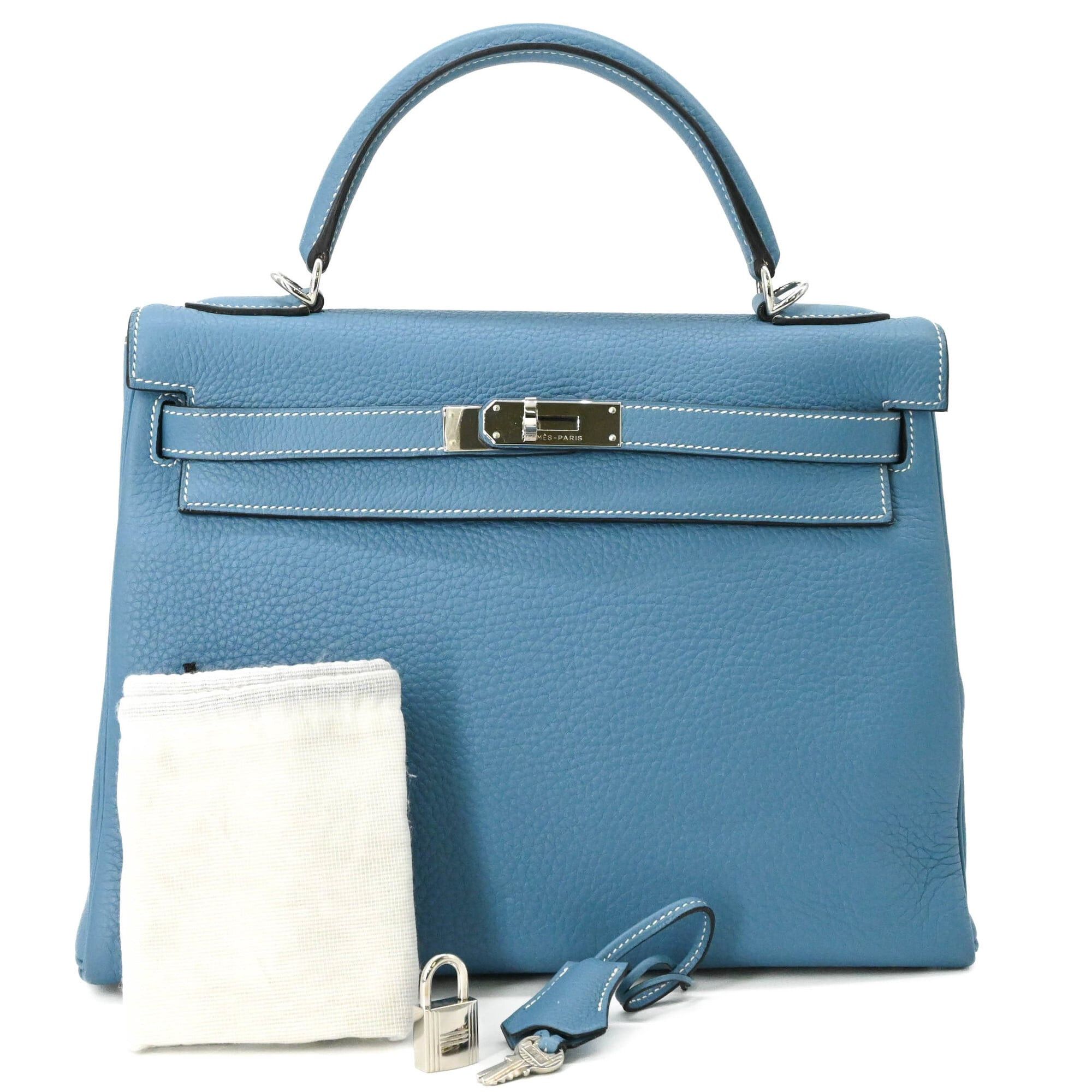 Hermes HERMES Kelly 28 Handbag Tote Bag, Taurillon Clemence Leather, Women's, Blue Jean Size ONE SIZE - 1 Thumbnail