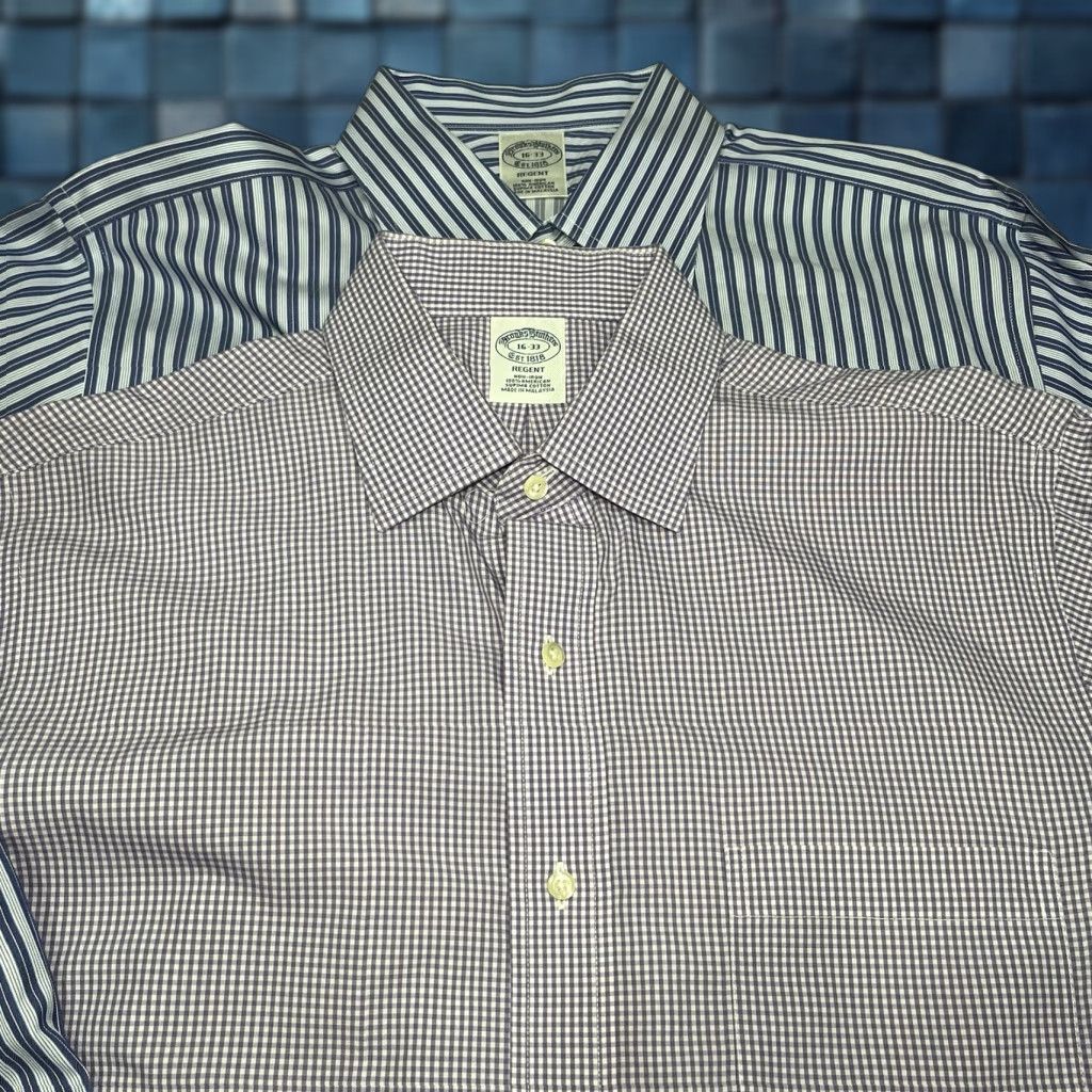 Brooks Brothers Brooks Brothers Mens Dress Shirt Regent Lot Size 16 33 Non Iron Supima Cotton Polka Dot Blue Regular Neck 16in Barrel Cuff Size 42R - 1 Thumbnail