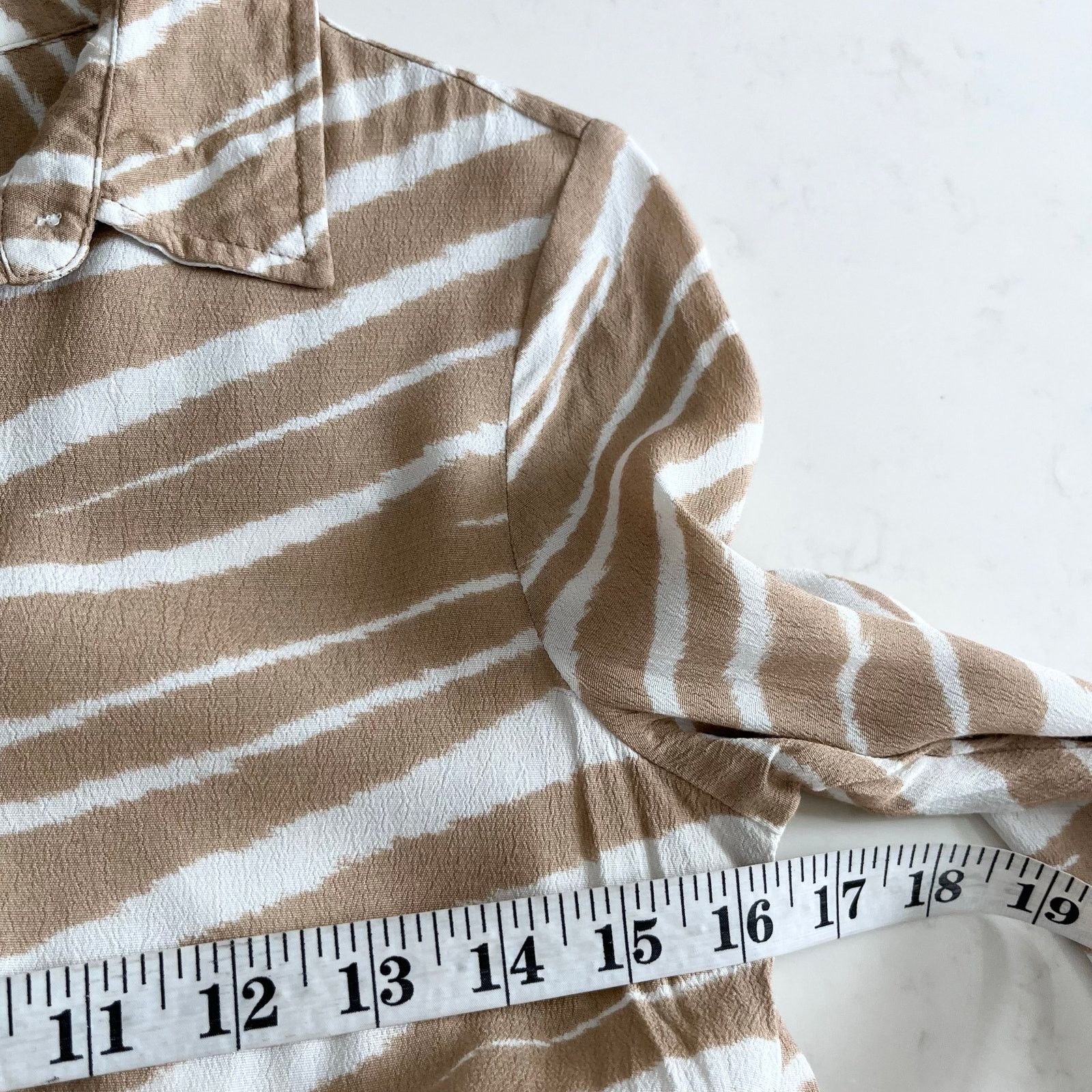 Other Habitual Talia Gardenia Zebra Beige Tie Waist Shirt Dress Size XS / US 0-2 / IT 36-38 - 6 Thumbnail