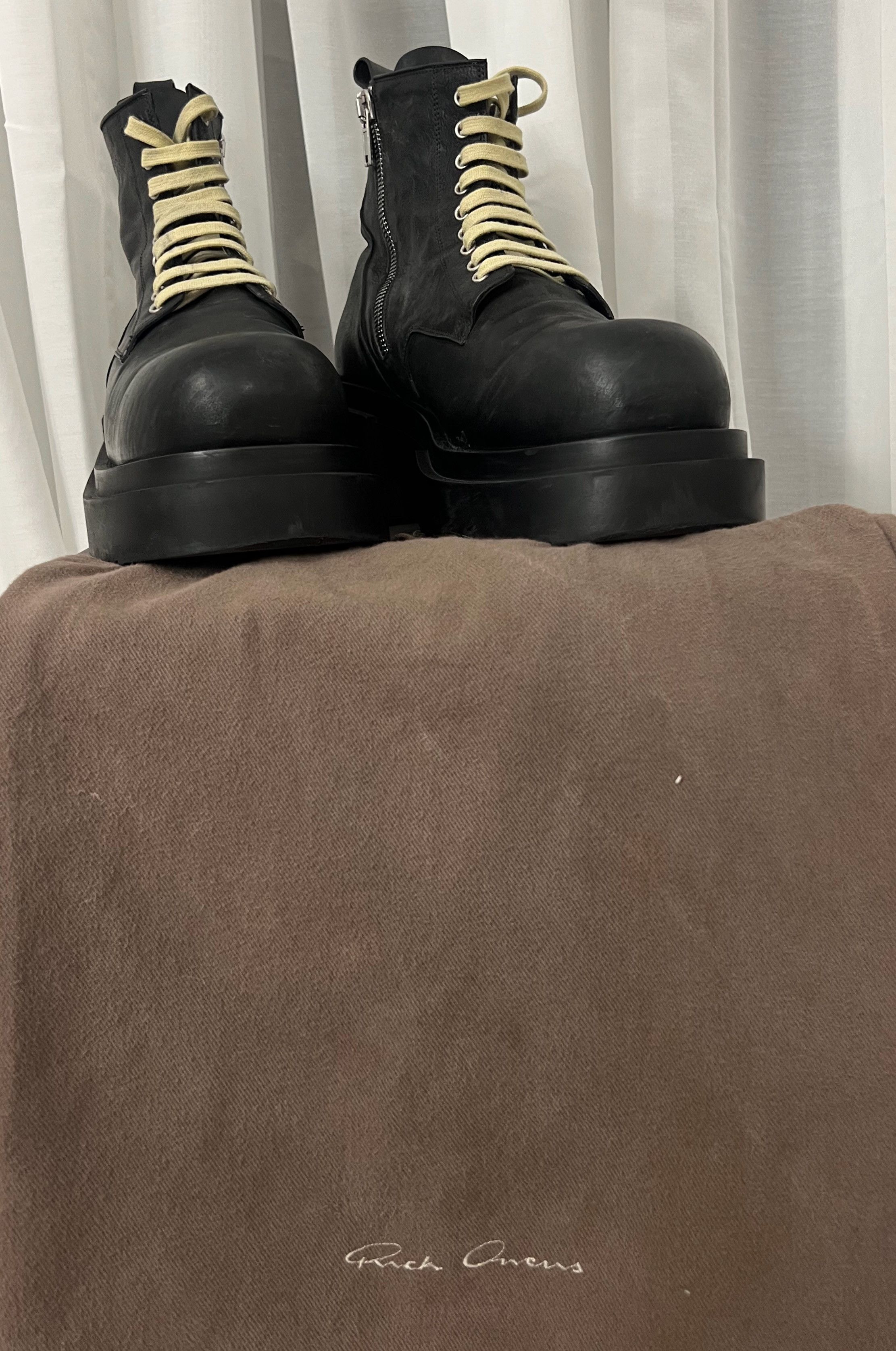 Rick Owens LOW ARMY BOGUN BLACK BOOTS