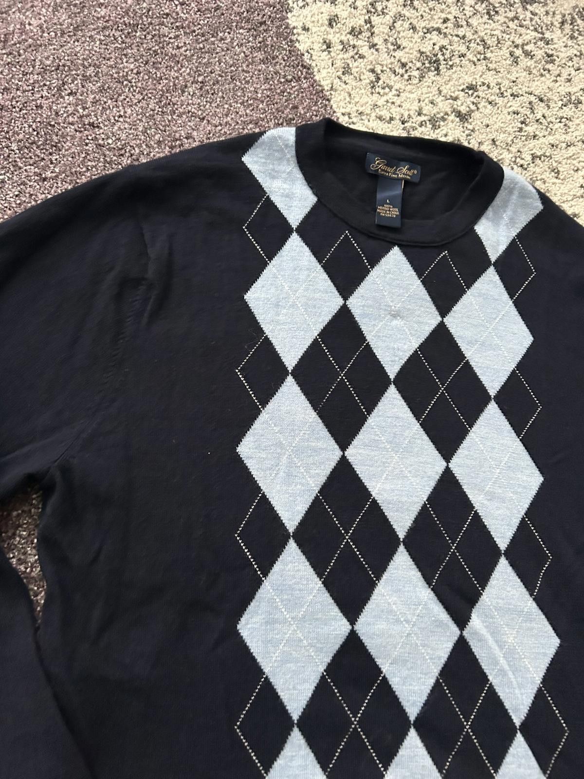 Other Garret Scott Men's Merino Wool Argyle Sweater Large Size US L / EU 52-54 / 3 - 2 Thumbnail