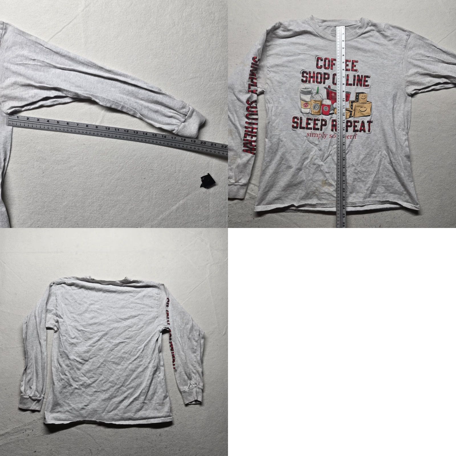 Vintage Simply Southern Shirt Long Sleeve Adult L Gray Graphic T-Shirt - Women - Spring, Fall - Basic Casual Tee Size L / US 10 / IT 46 - 8 Thumbnail