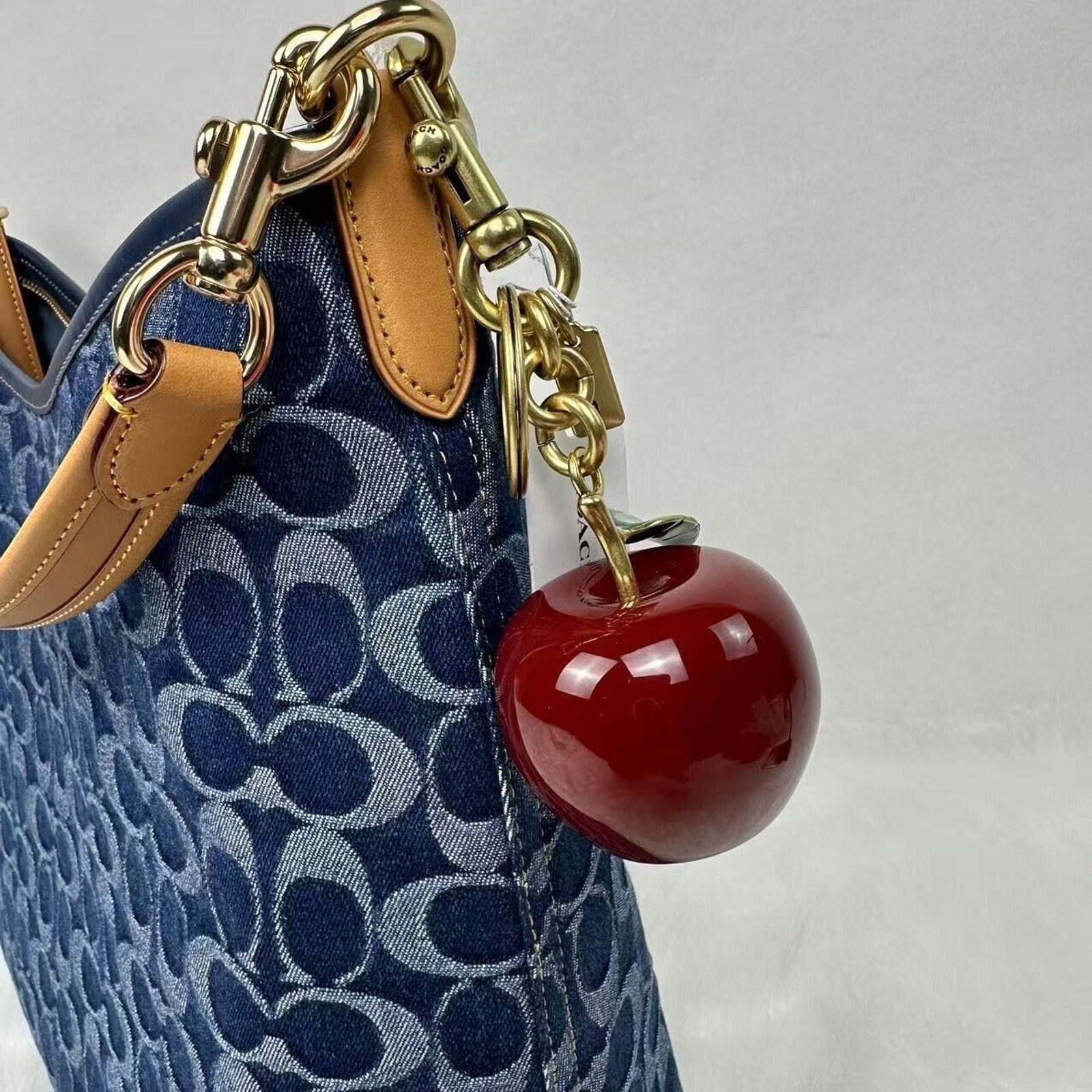 Coach Coach Small Resin Apple Bag Charm In Brass / Red Multi NWT Size ONE SIZE - 2 Thumbnail