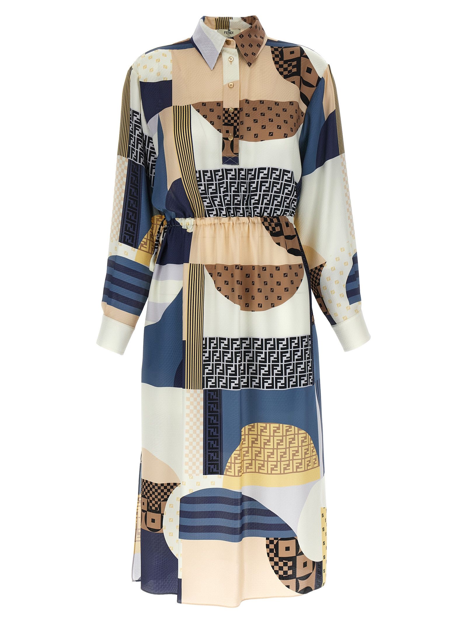 Fendi Patchwork silk dress Size XS / US 0-2 / IT 36-38 - 1 Thumbnail