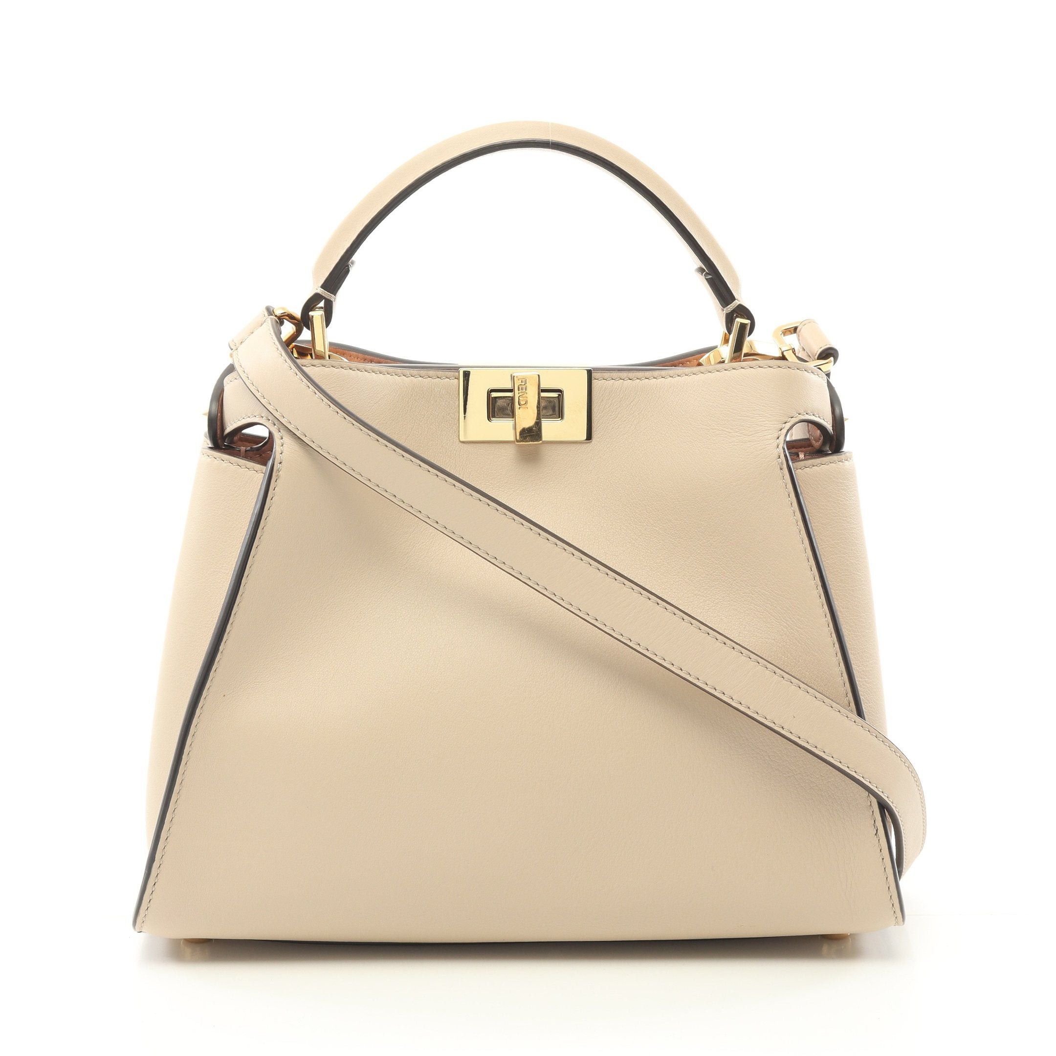Fendi Fendi Peekaboo Essential Handbag Leather Beige Size ONE SIZE - 1 Thumbnail