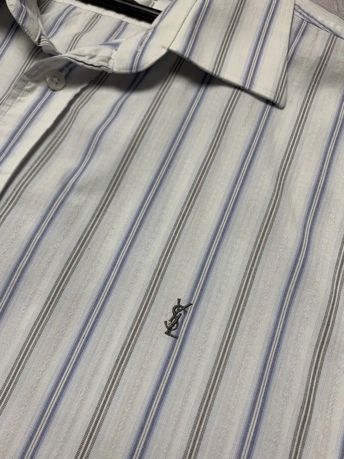 Yves Saint Laurent Vintage Yves Saint Laurent stripes shirt rare logo XL Size US XL / EU 56 / 4 - 3 Thumbnail