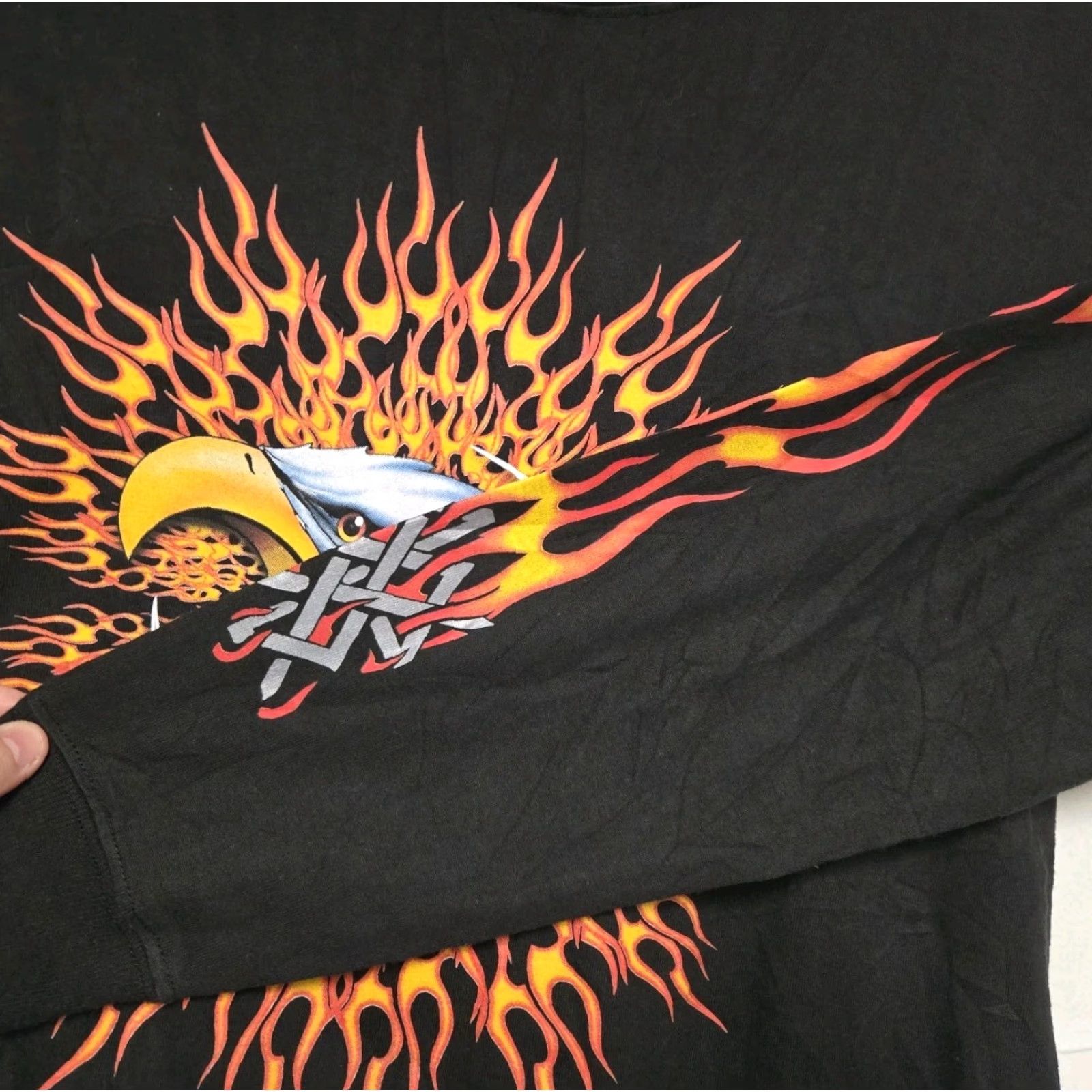 Yeezy VINTAGE Thunder Clothing T-Shirt Mens Medium Orange Flame Eagle Y2K 2000s Long Sleeve Skater Shirt Size US M / EU 48-50 / 2 - 7 Thumbnail
