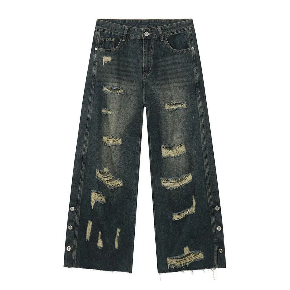 Japanese Brand Retro loose fringed ripped jeans Size US 32 / EU 48 - 5 Thumbnail