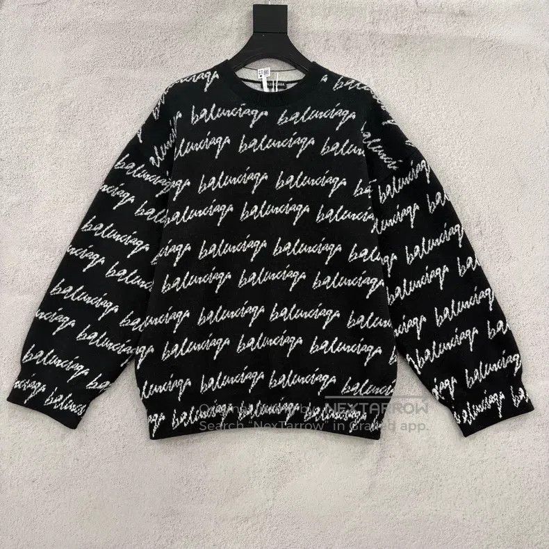 Balenciaga Balenciaga Cursive Slogan Logo Long Sleeve Knit Sweater Size US XS / EU 42 / 0 - 1 Thumbnail