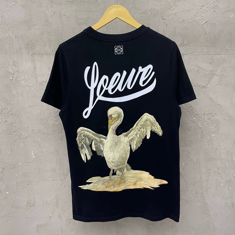 Loewe LOEWE Black short sleeve T-shirt with large bird print log Size S / US 4 / IT 40 - 1 Thumbnail
