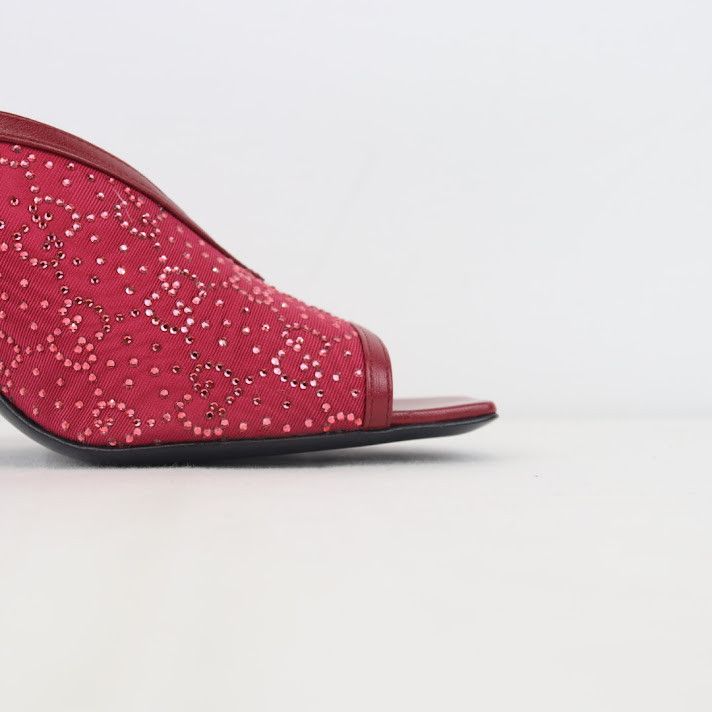 Gucci o1rshd1 Leather and Canvas Mules in Burgundy Size US 8 / IT 38 - 5 Thumbnail