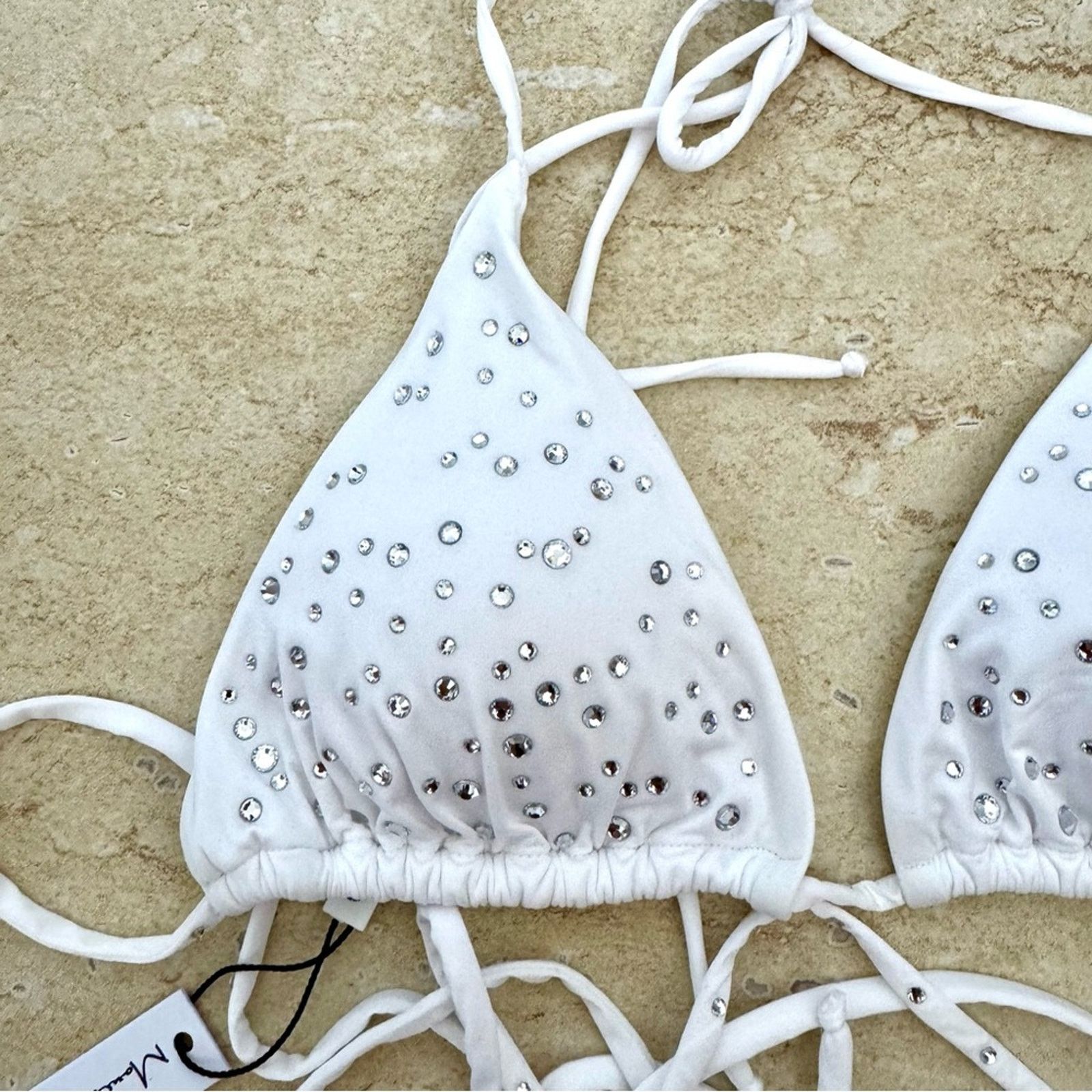 Other NWT Monica Hansen Swim Triangle Top in White Crystals Size M Size M / US 6-8 / IT 42-44 - 3 Thumbnail