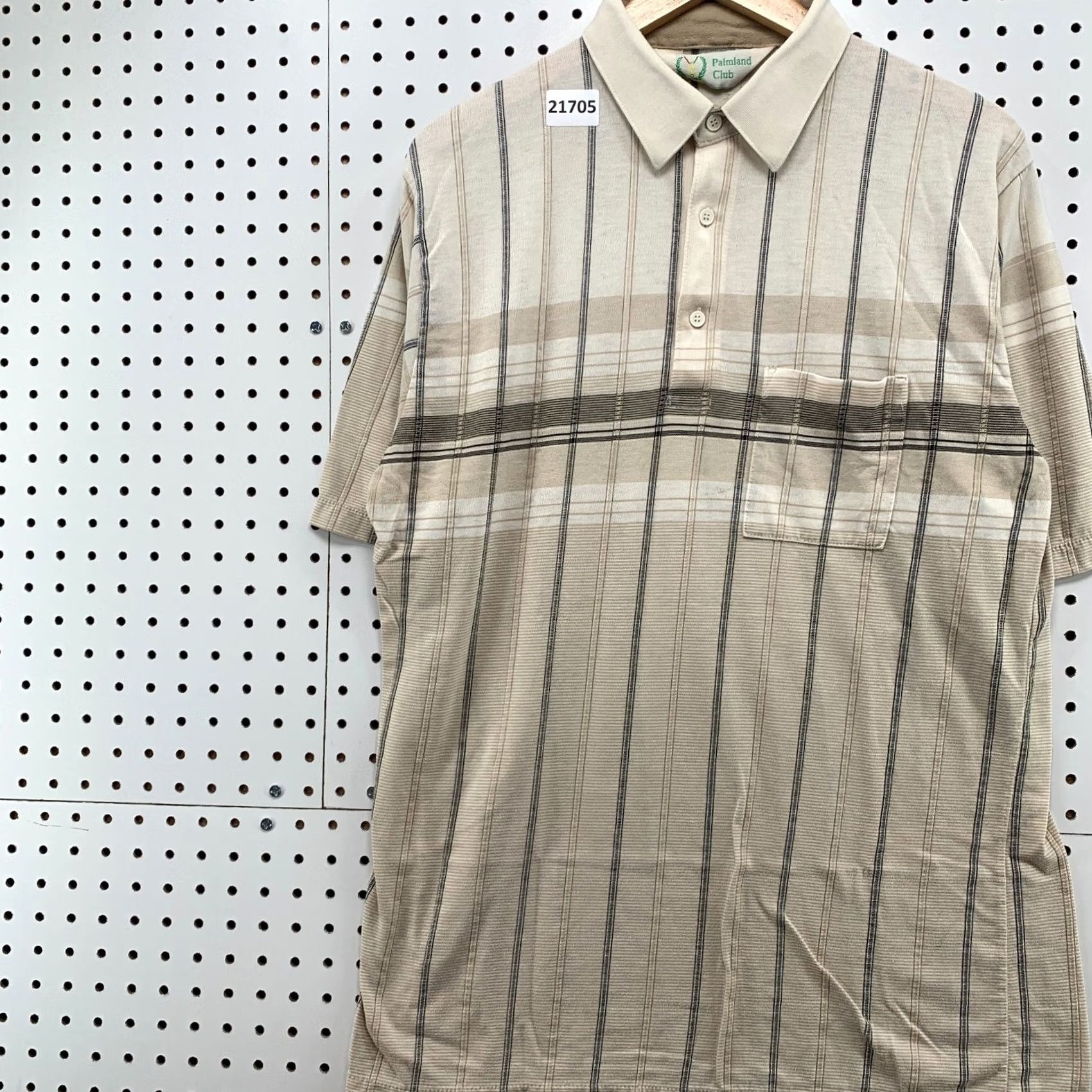 Vintage VINTAGE Palmland Club Shirt Mens Large Brown Beige Striped Polo Shirt Size US L / EU 52-54 / 3 - 3 Thumbnail