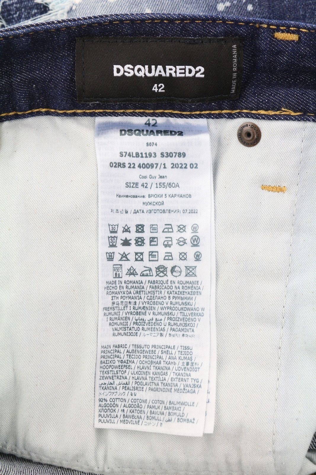 Dsquared2 COOL GUY 42 Blue Tapered Distress Splatter Jeans 86716 Size US 32 / EU 48 - 7 Thumbnail