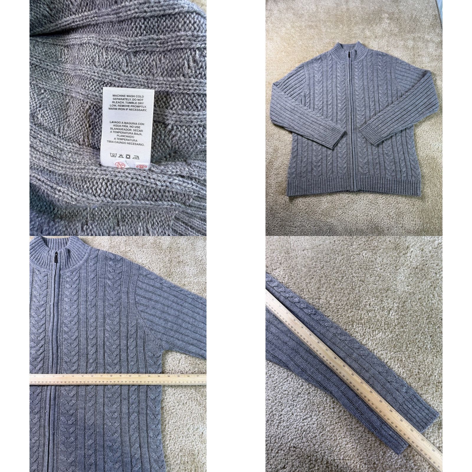 Sperry Sperry Full Zip Sweater Cable Knit Men’s L Charcoal Gray Size US L / EU 52-54 / 3 - 8 Thumbnail