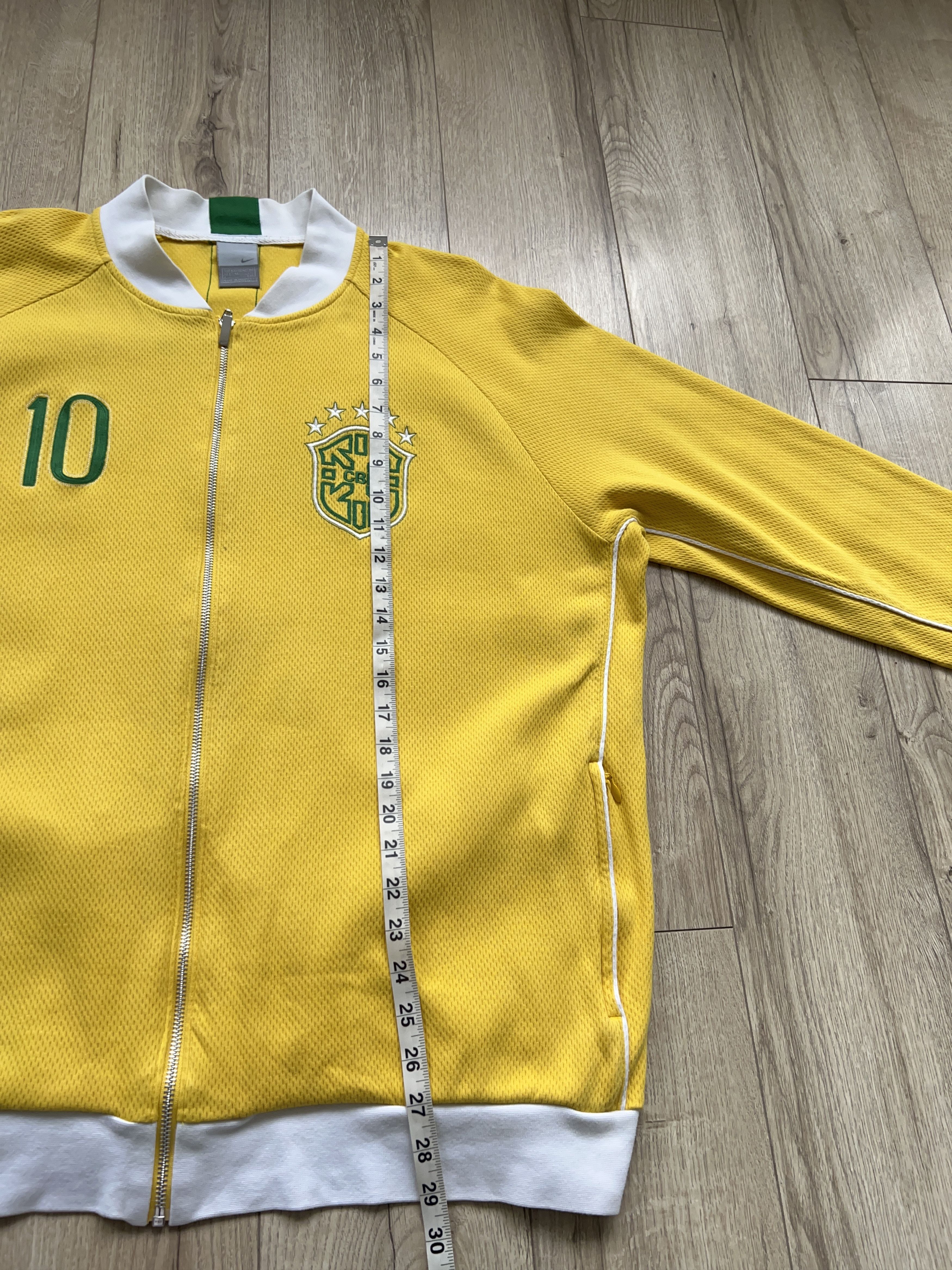 Nike Mens Brazil #10 RONALDINHO Yellow Track Jacket Zip Sweater Size US XXL / EU 58 / 5 - 6 Thumbnail