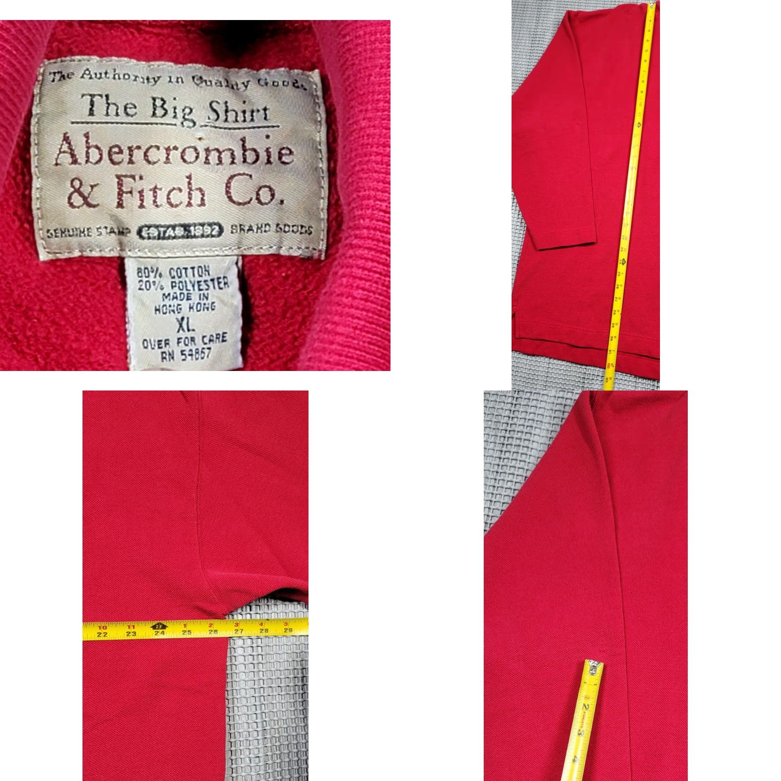 Abercrombie & Fitch VINTAGE Abercrombie & Fitch Shirt 90s Big Red Long Sleeve Turtleneck Pullover Mens L Hoodie? Size US L / EU 52-54 / 3 - 8 Thumbnail