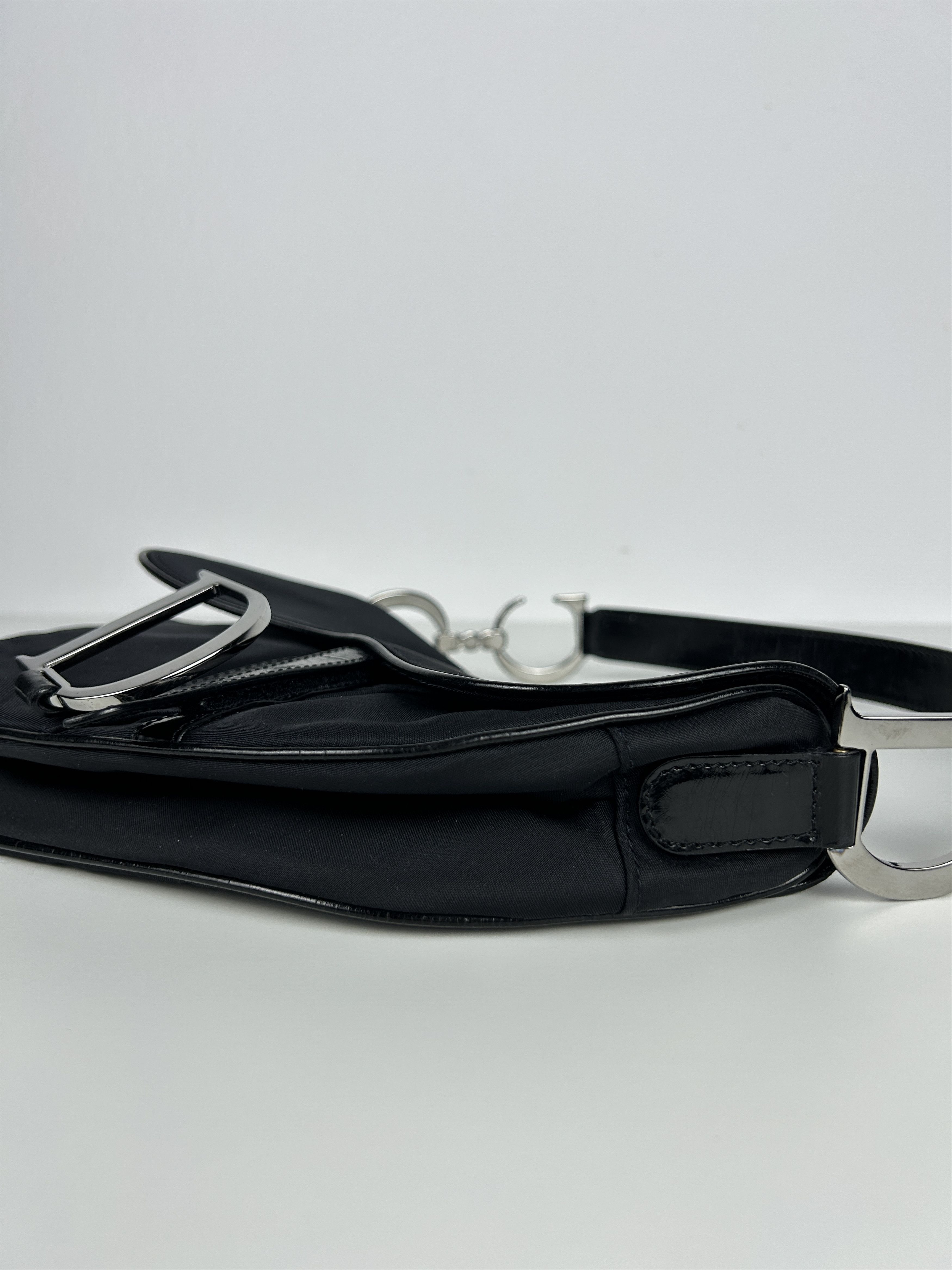 Dior 2001 Dior black satin and patent leather saddle bag Size ONE SIZE - 15 Thumbnail