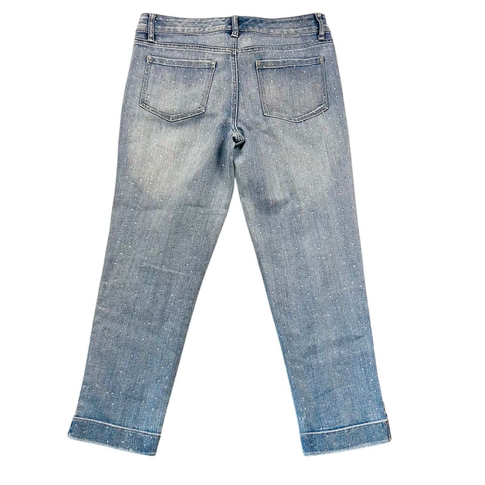 Vintage Y2K Cache Jeans All Over Rhinestone Studded Cropped Capri 6 Size 28" / US 6 / IT 42 - 2 Thumbnail