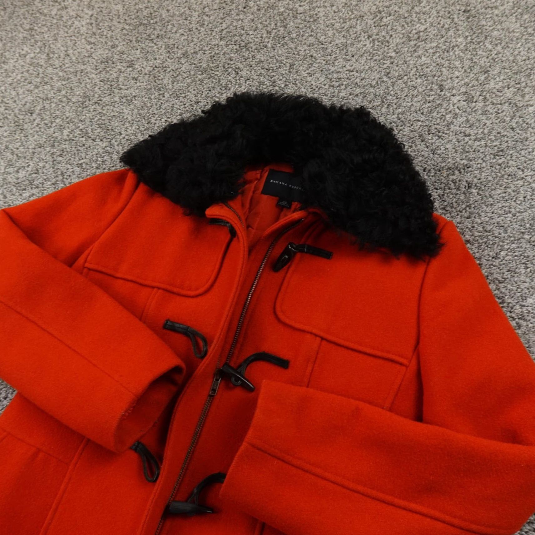Banana Republic Banana Republic Coat Womens XS Orange Wool Fur Collar Toggle Zip Overcoat Insulated Lined Pockets Full Zip Casual Vintage No Size XS / US 0-2 / IT 36-38 - 2 Thumbnail