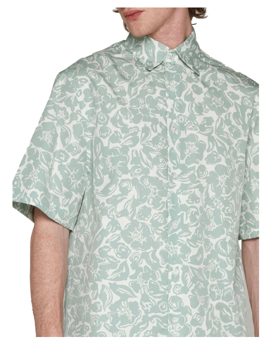 Lanvin BNWT SS23 LANVIN MINT FLOWERS SHORT SLEEVE SHIRT 39 Size US M / EU 48-50 / 2 - 1 Thumbnail