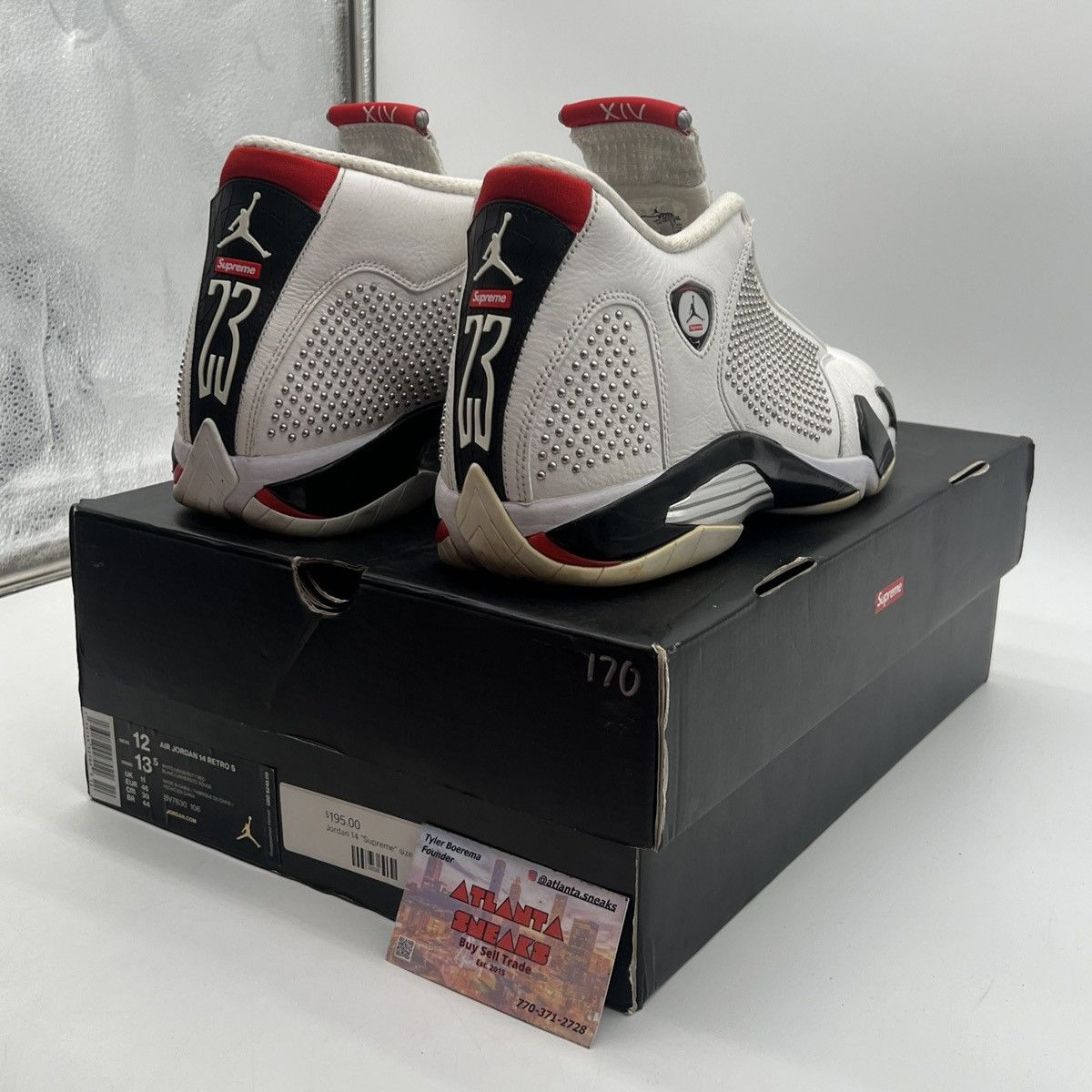Jordan Brand Supreme x air Jordan 14 white Size US 12 / EU 45 - 5 Thumbnail