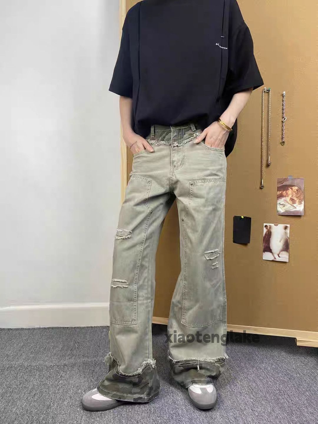 Designer × Japanese Brand × Vintage washed faded punk grunge patchwork ripped pants Size US 33 - 6 Thumbnail