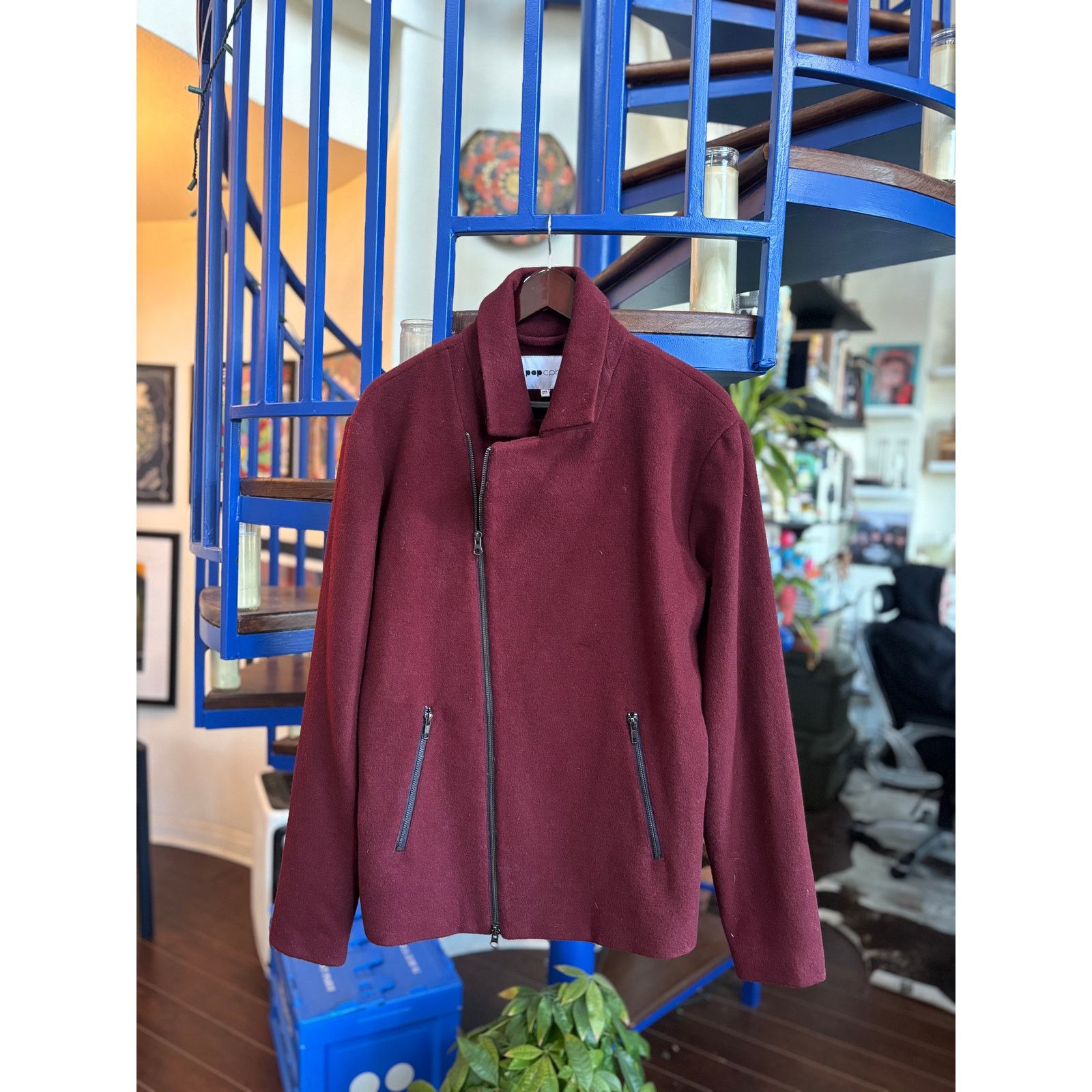 Other Pop Copenhagen Burgundy Wool Zip Jacket Size M Size US M / EU 48-50 / 2 - 1 Thumbnail
