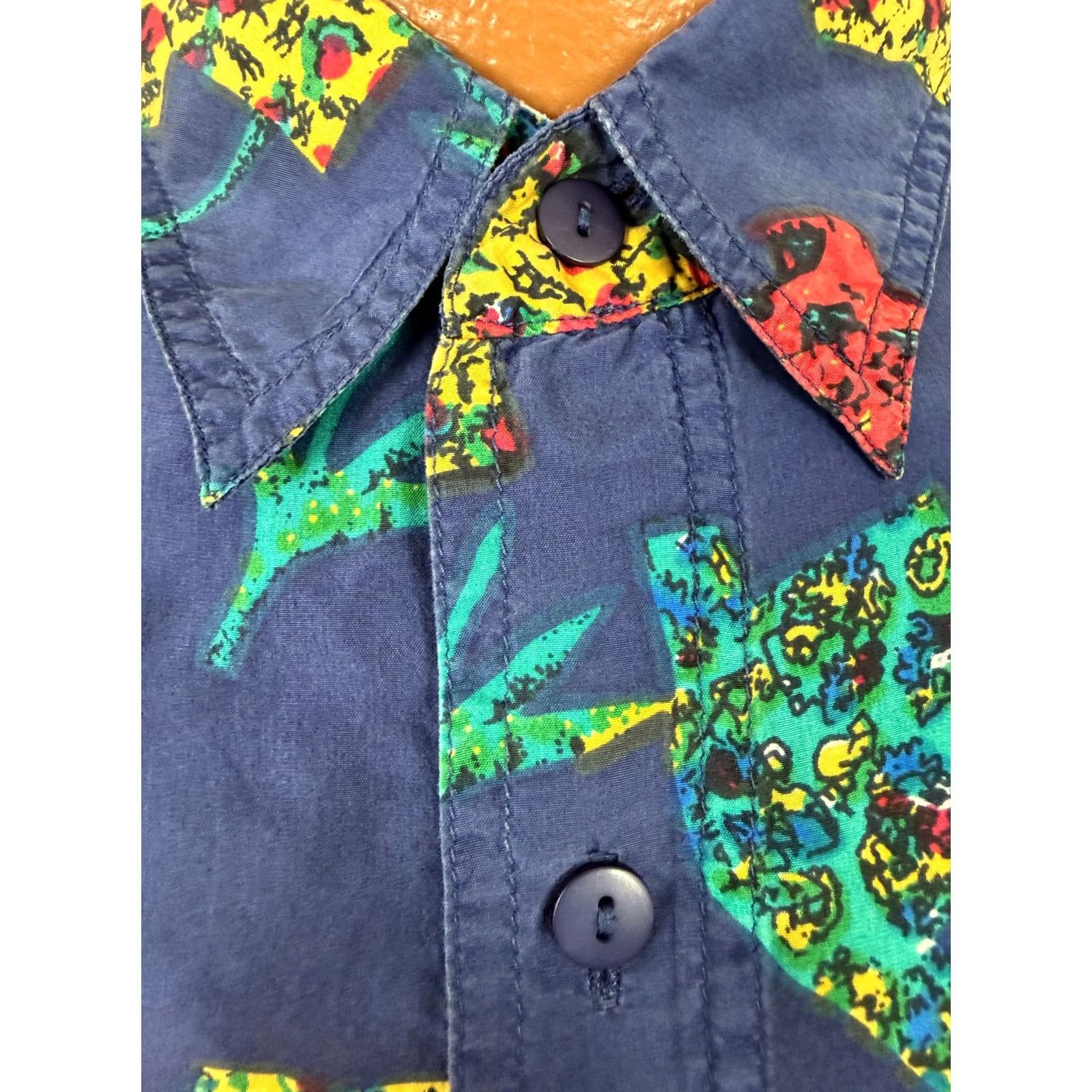 Vintage VINTAGE 90s Impact Shirt Men Large Hawaiian Patterns Surf Luau Button Up Silk Blue Size US L / EU 52-54 / 3 - 5 Thumbnail
