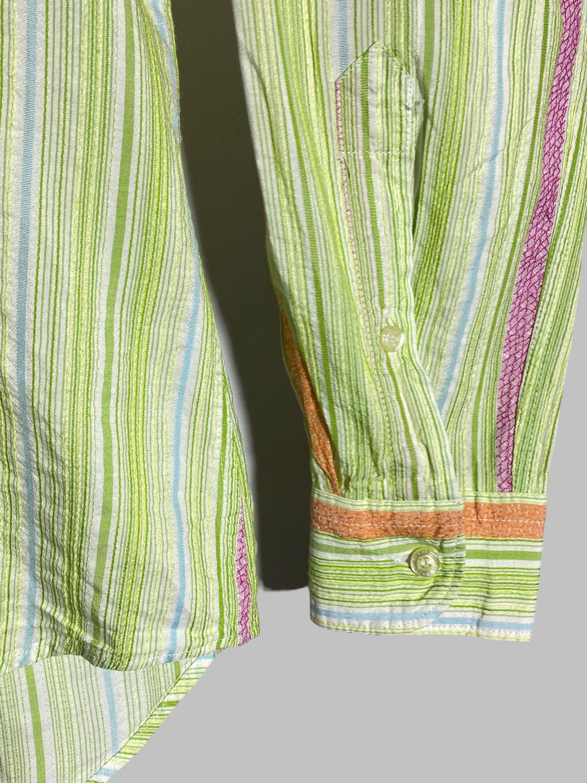 Etro 🔥 ETRO MILANO MULTICOLOR TEXTURED STRIPE PATTERN SHIRT Size US M / EU 48-50 / 2 - 6 Thumbnail