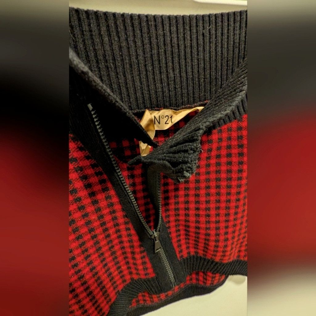 No. 21 N°21 Red & Black Checked Knit Zip Mini Skirt Size 27" / US 4 / IT 40 - 4 Thumbnail