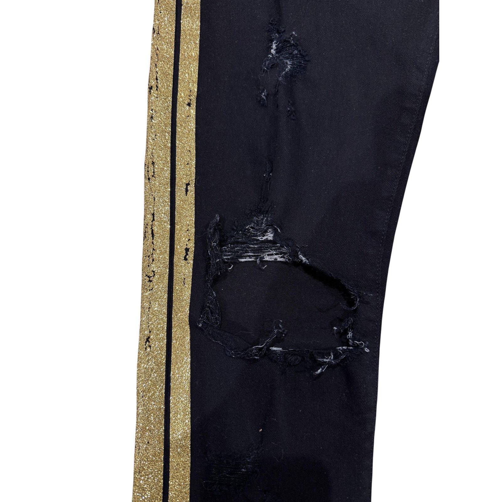 Amiri Amiri Gold Stripe Black Thrasher Jeans Size US 32 / EU 48 - 2 Thumbnail