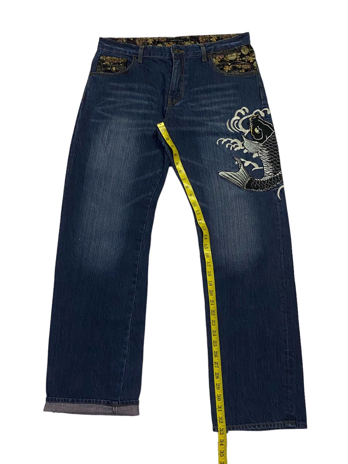 Japanese Brand Japanese Brand Memory Special Koi Fish Embroidery Jeans Size US 34 / EU 50 - 7 Thumbnail