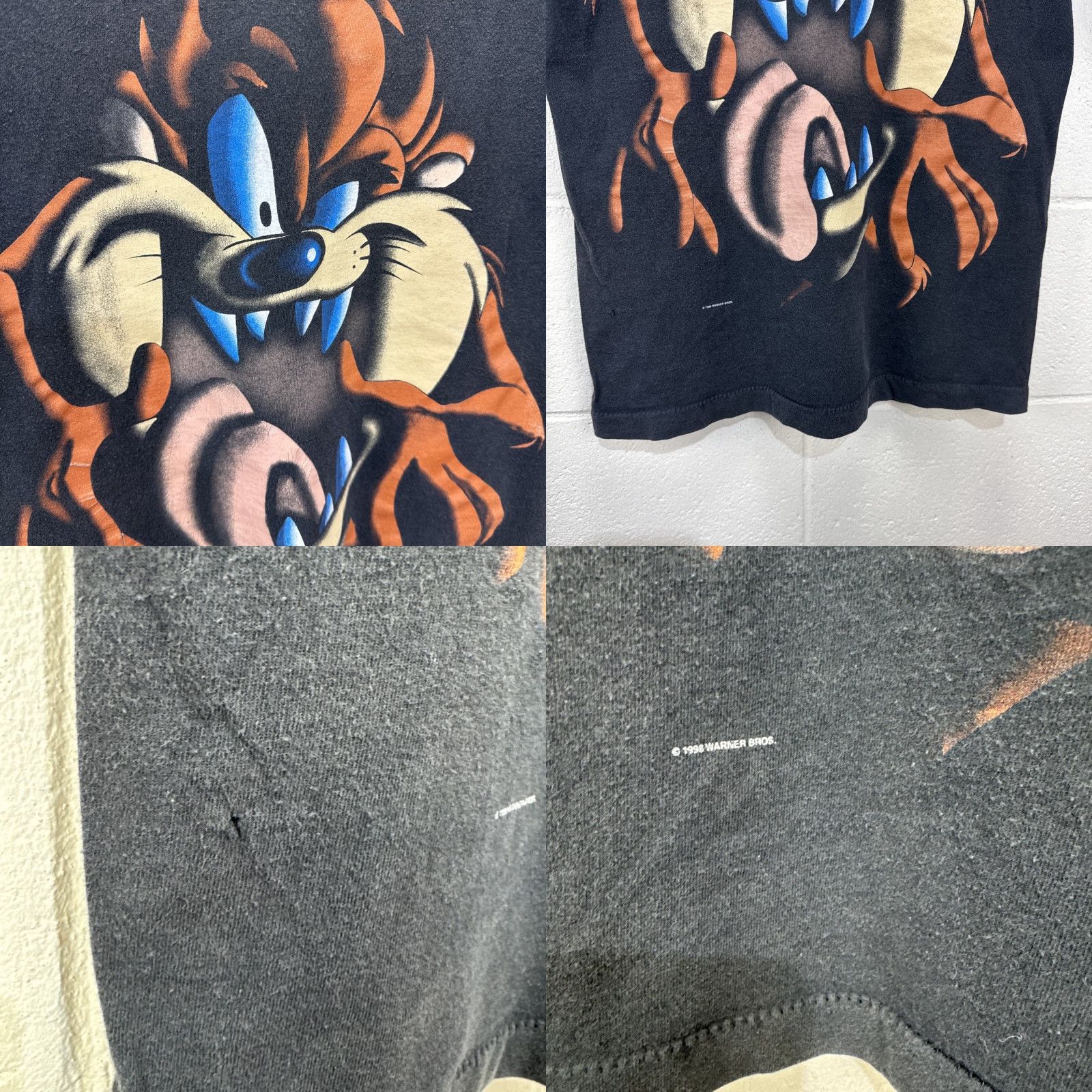 Vintage VINTAGE Screen Stars Taz Tasmanian Devil Cartoon T-Shirt Men Small Black 90s Fade Logo Size US S / EU 44-46 / 1 - 8 Thumbnail