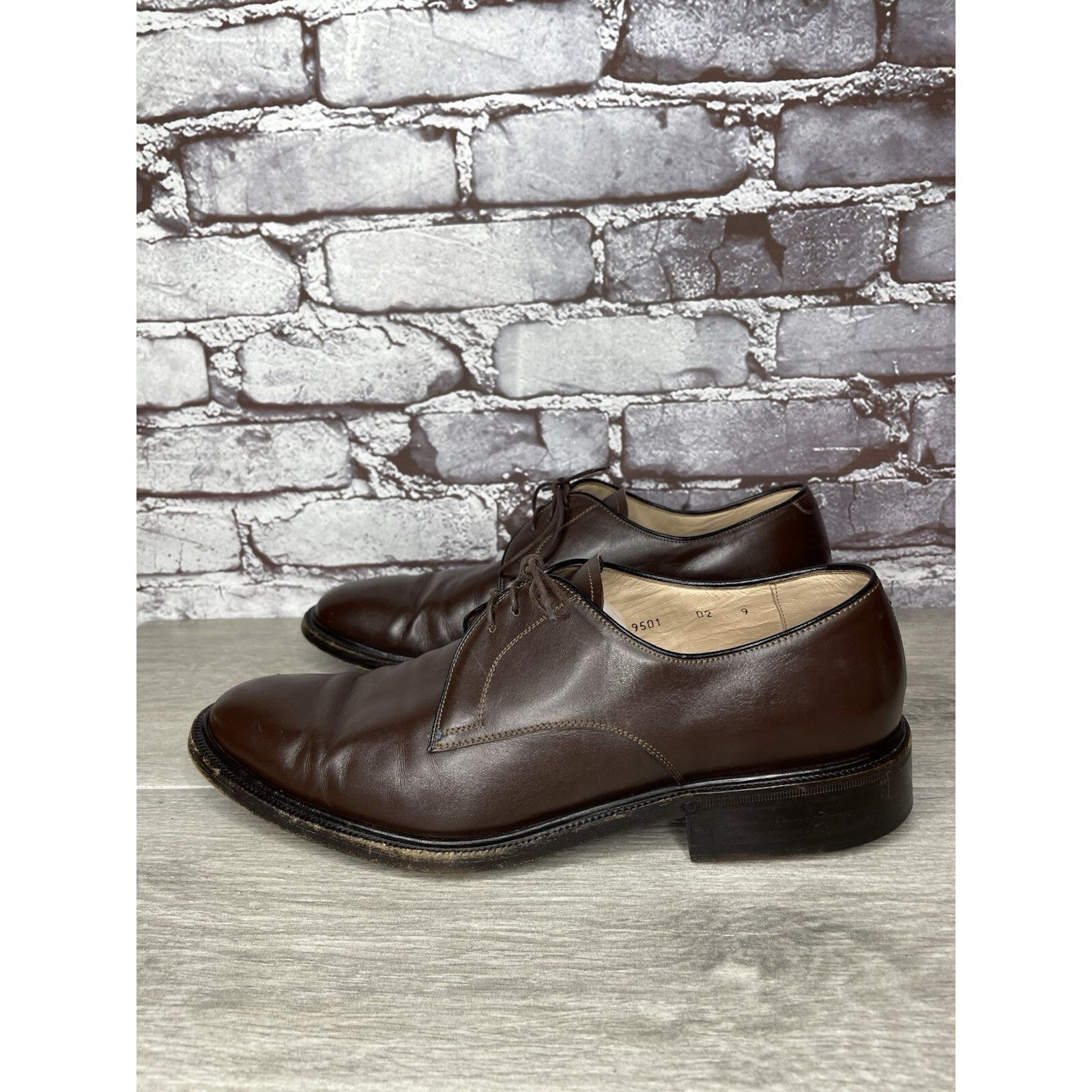 Endless Joy G.M. Endless 9502 Brown Leather Derby Oxfords Lace Up Dress Size US 9 / EU 42 - 12 Thumbnail