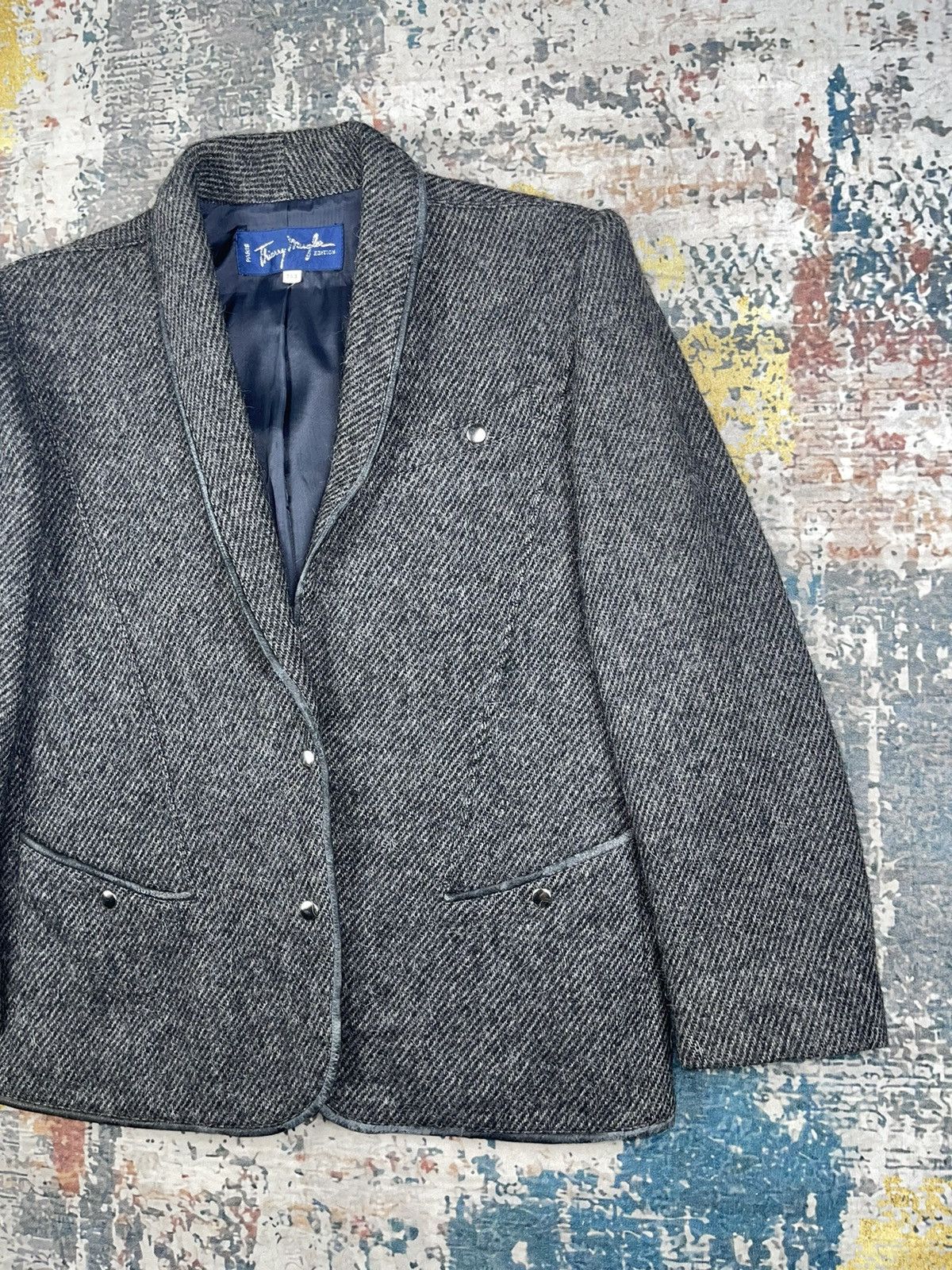 Thierry Mugler Thiery Mugler Wool Tweed Leather Trim Jackets Size M / US 6-8 / IT 42-44 - 3 Thumbnail