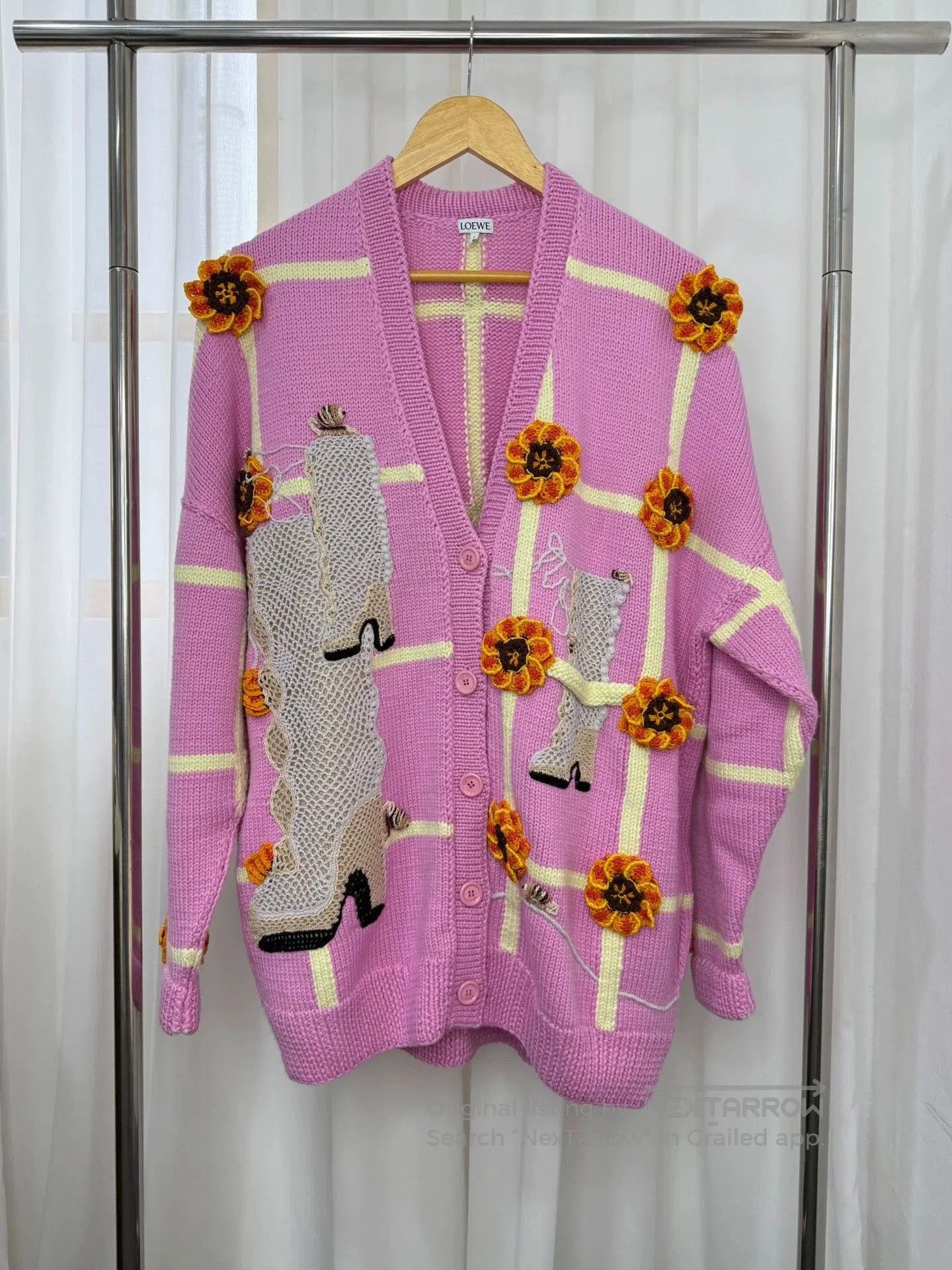 Loewe LOEWE Pink Floral Cardigan Sweater. Size US XS / EU 42 / 0 - 1 Thumbnail