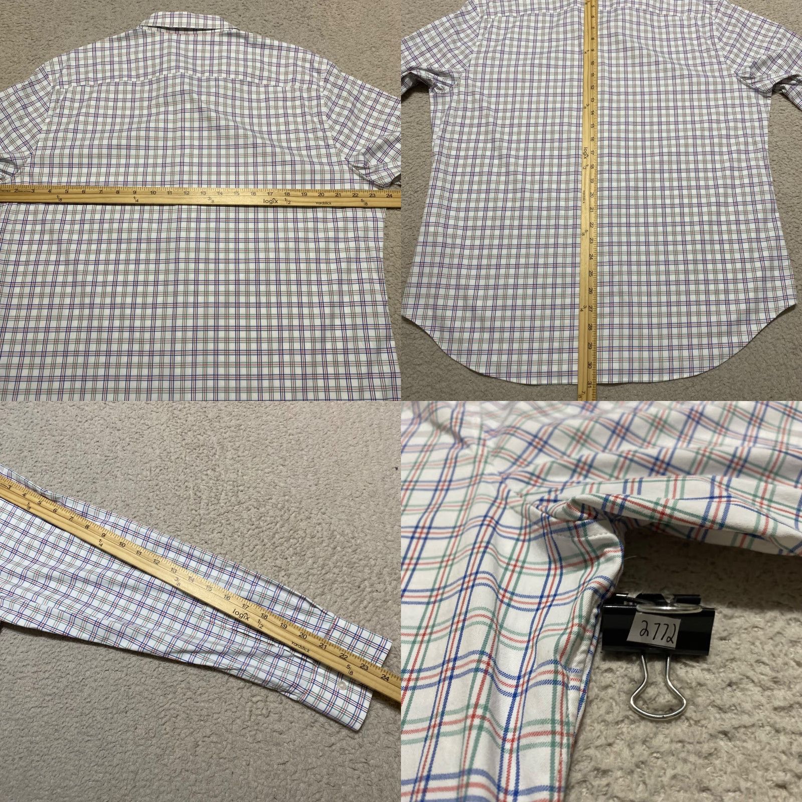 Bonobos Bonobos Shirt XL Mens Multicolor Plaid Long Sleeve Button-Front Nylon Slim Fit Size US XL / EU 56 / 4 - 8 Thumbnail