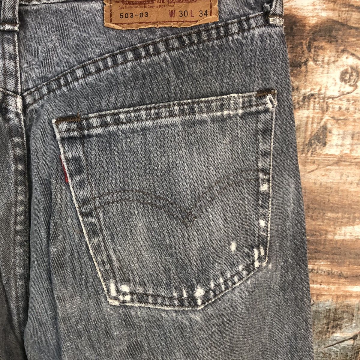 Levi's DLL Levis 503 vintage faded Gray Denim Pants #C284 Size US 30 / EU 46 - 16 Thumbnail