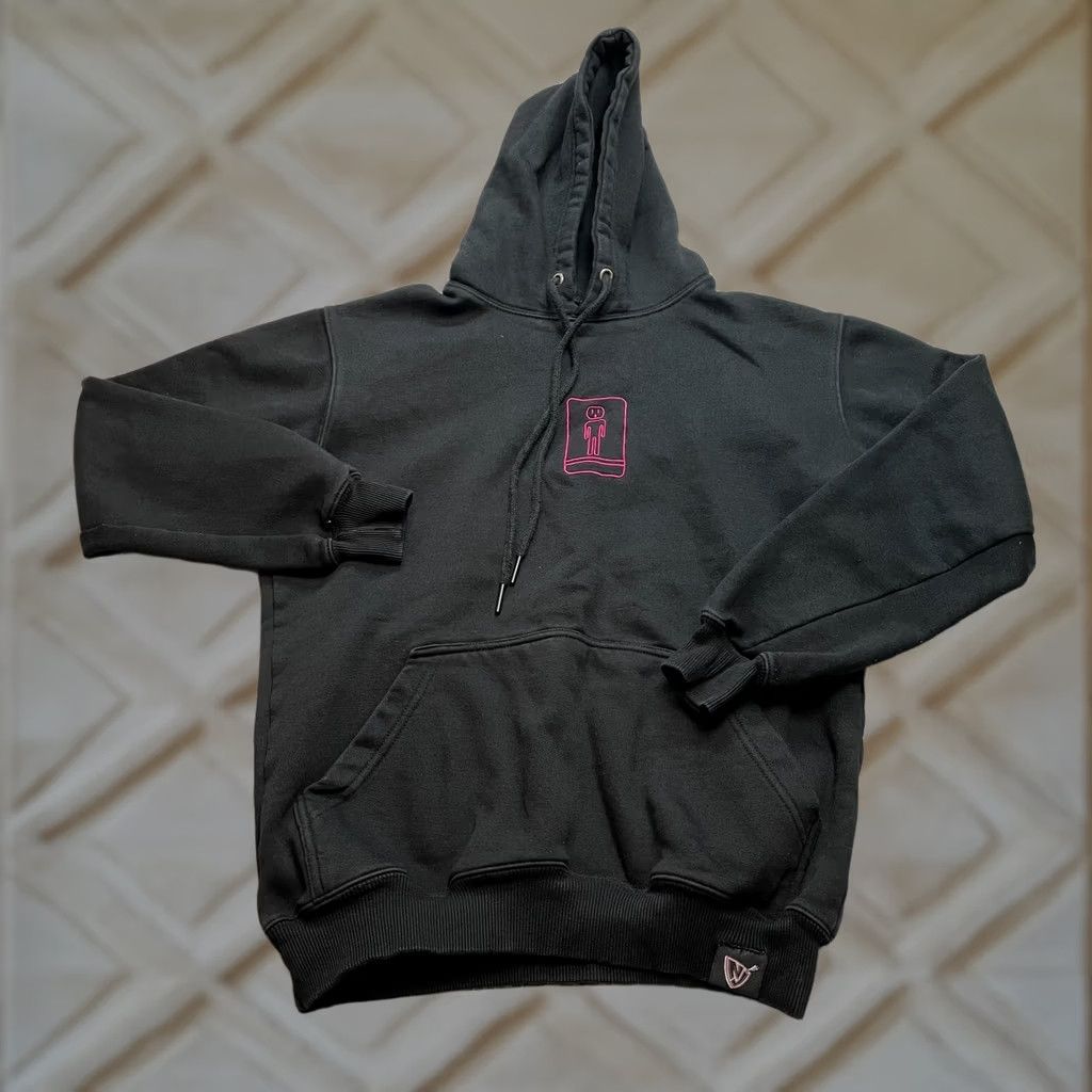 Vintage VINTAGE NJ Hoodie Sweatshirt Mens M Black Logo Pullover Knit Cotton Polyester Regular Pockets Size US M / EU 48-50 / 2 - 1 Thumbnail